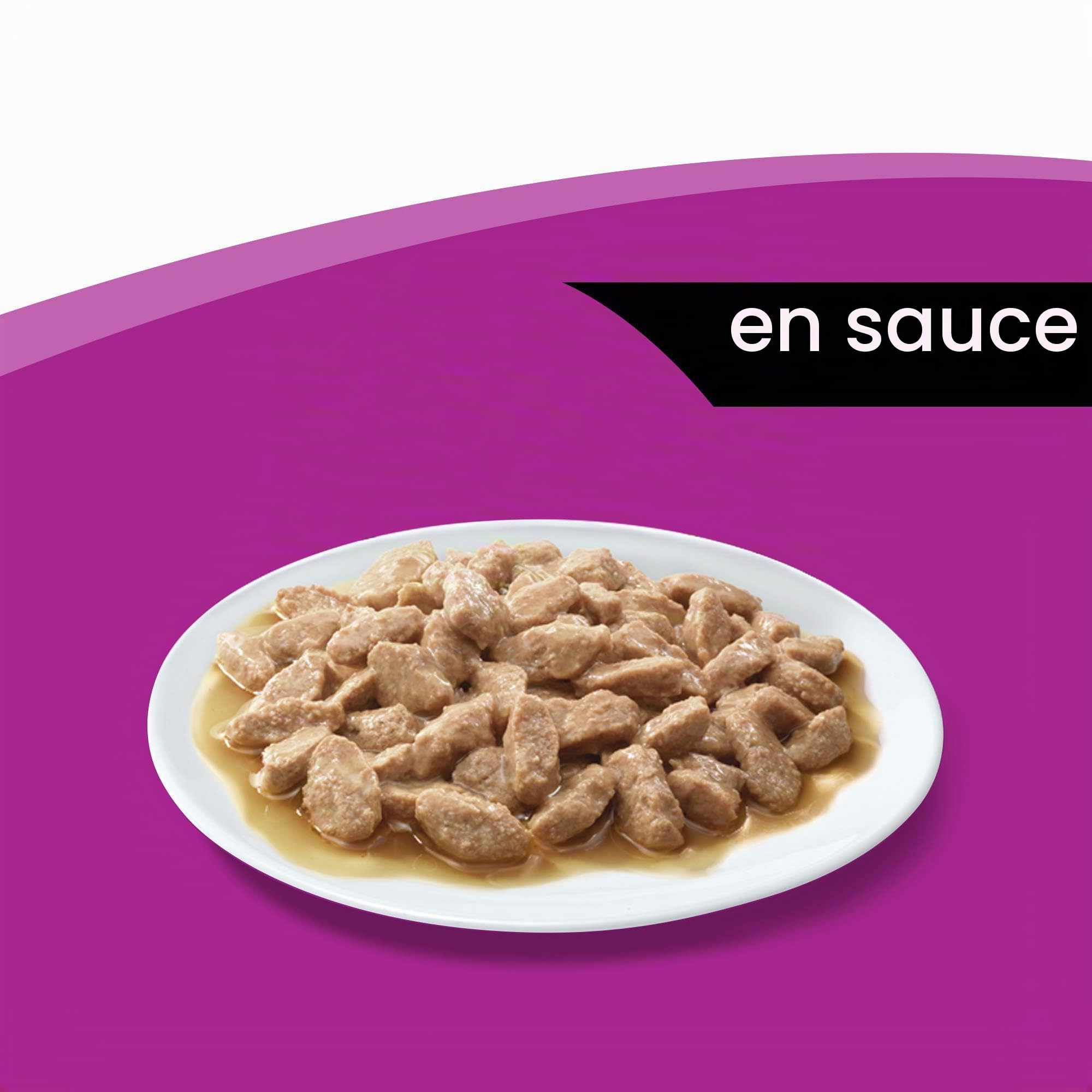 WHISKAS Repas pour Chat - 84 Sachets Fraîcheur 100g - Pâtée en Sauce - Poulet / Dinde / Canard / Volaille - Nourriture Complète & Equilibrée, Ingrédients Naturels, Adapté Chat Stérilisé