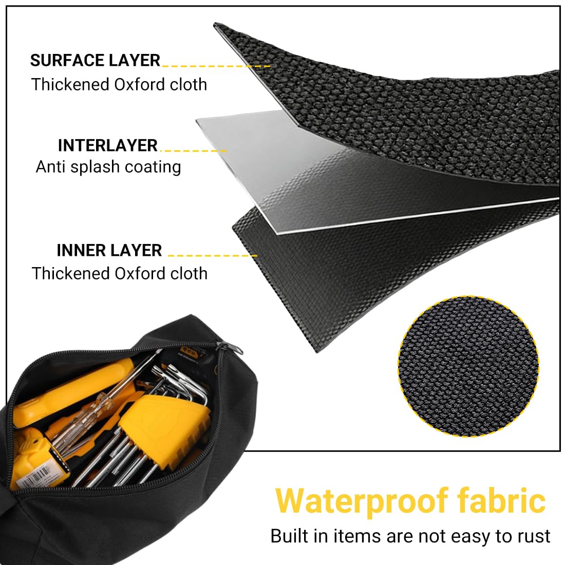 Borsa Porta Attrezzi, Piccola e Portatile, in Poliestere 600D, borsa per attrezzi multiuso resistente all'usura in tela per elettricisti, falegnami, architetti, organizer per cacciaviti, utensili