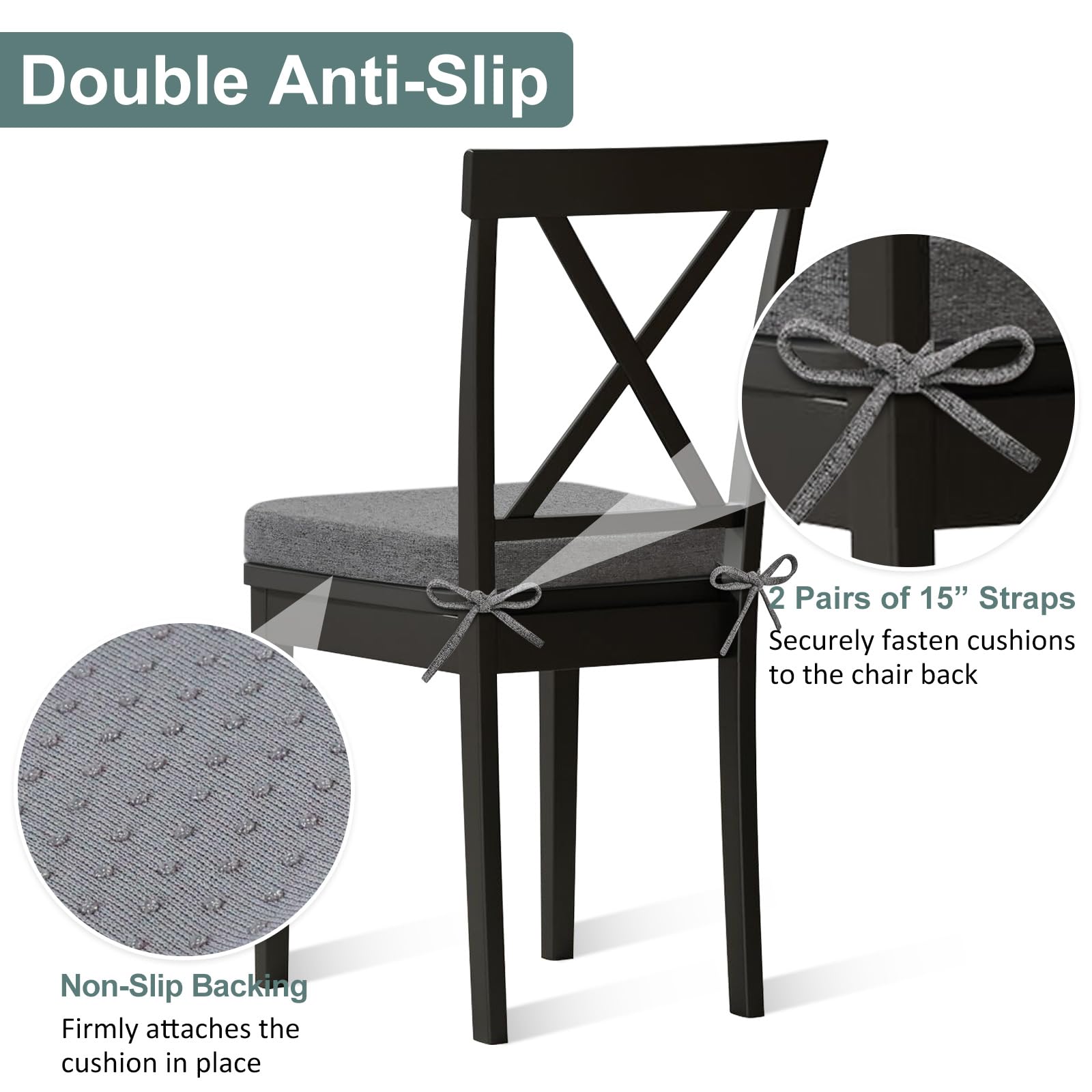 Shinnwa Kitchen Chair Cushions Set of 4, Memory Foam Dining Chair Pads