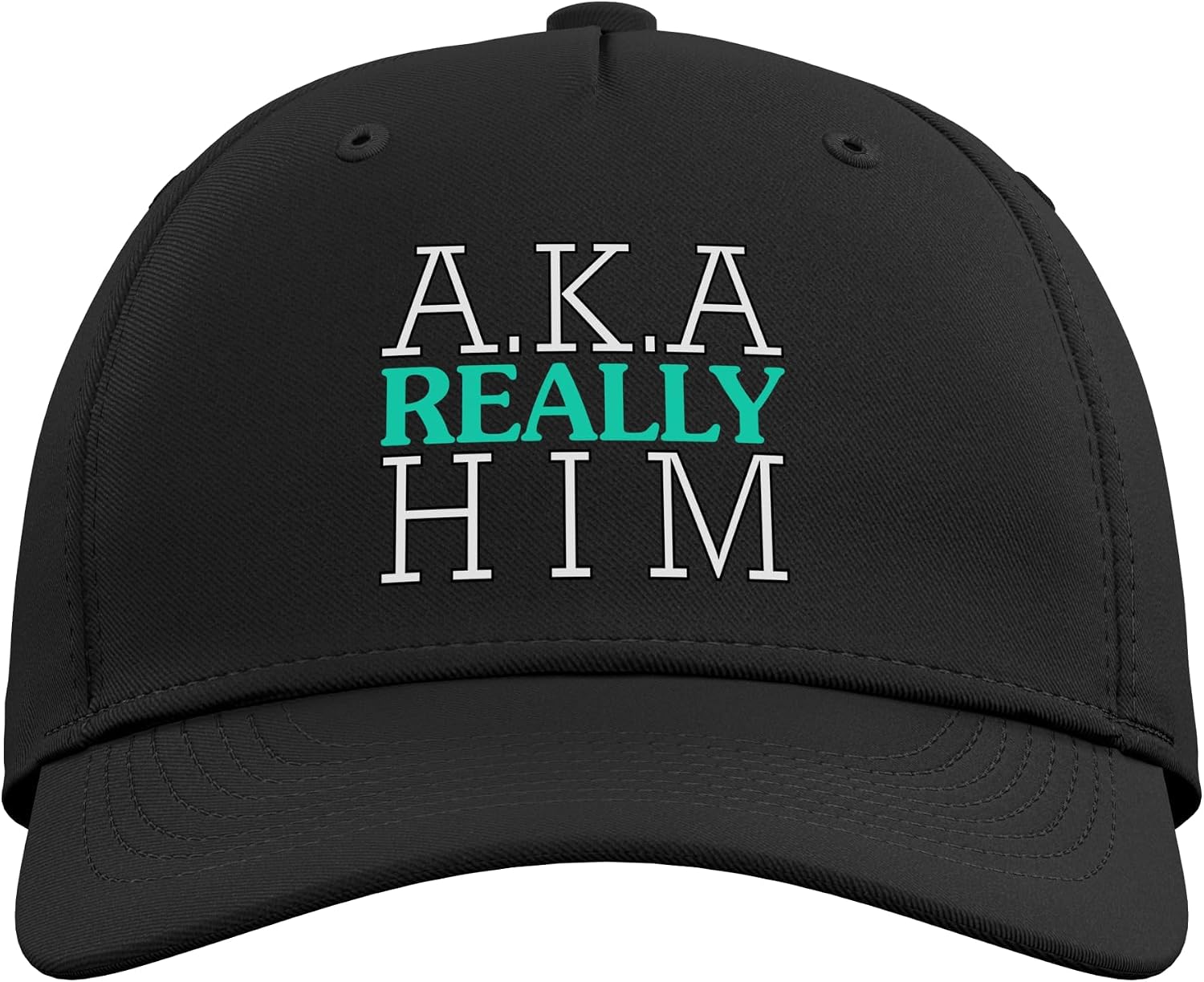 Mens Women Light Teal Aqua Known As Really Him WHT Graphic Adjustable Baseball Hat image 2