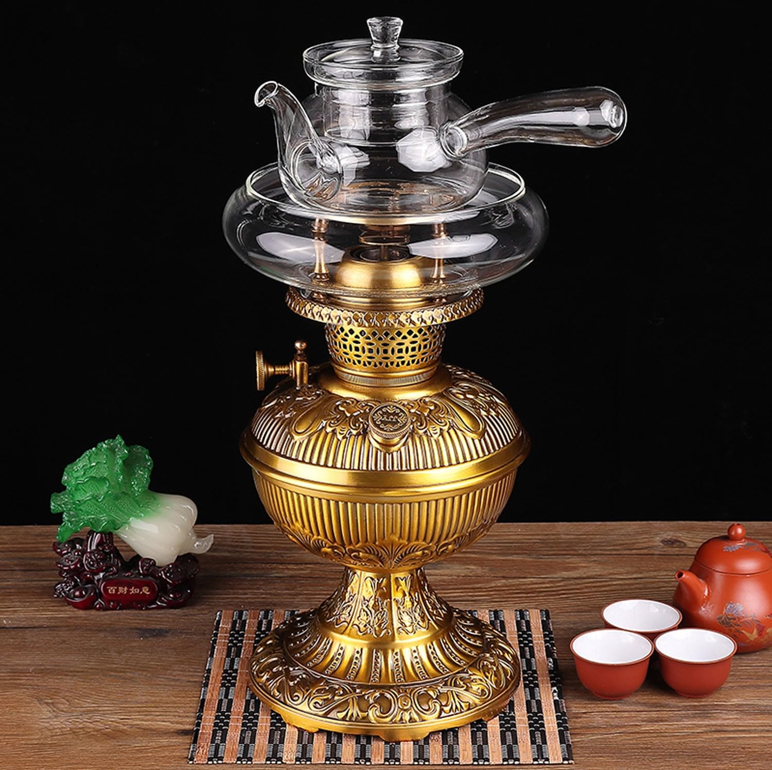 SciAza gongfu tea set chinese tea set travel tea set Pure Brass Boiling Tea Stove, Retro Chaoshan Kung Fu Tea Set(Color:3,Size:)
