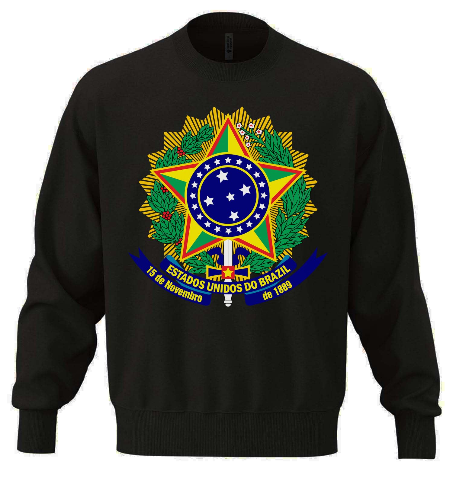 Herb Brazylii unisex oversize mieszanka bawełny ciężka bluza czarna