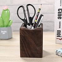 Vista 5 de Toyvian Caja de madera para bolígrafos, organizador de escritorio multiusos, caja de almacenamiento de madera natural ecológica (nogal negro)