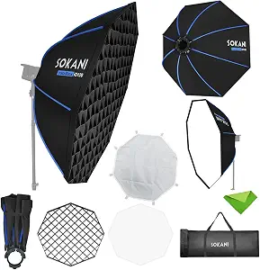 Sokani 47.2"/120cm Octagonal Softbox with Bowens Mount and Honeycomb Grid