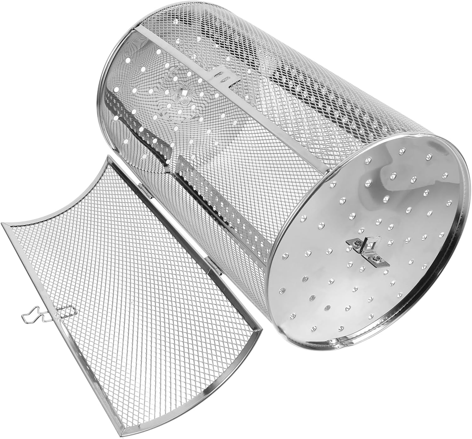 Stainless Steel Rolling Bbq Basket Versatile Oven Rotisserie Cage for Even Roasting of Nuts Vegetables Meats Durable Easy to Assemble Grill Tool for Kitchen Use