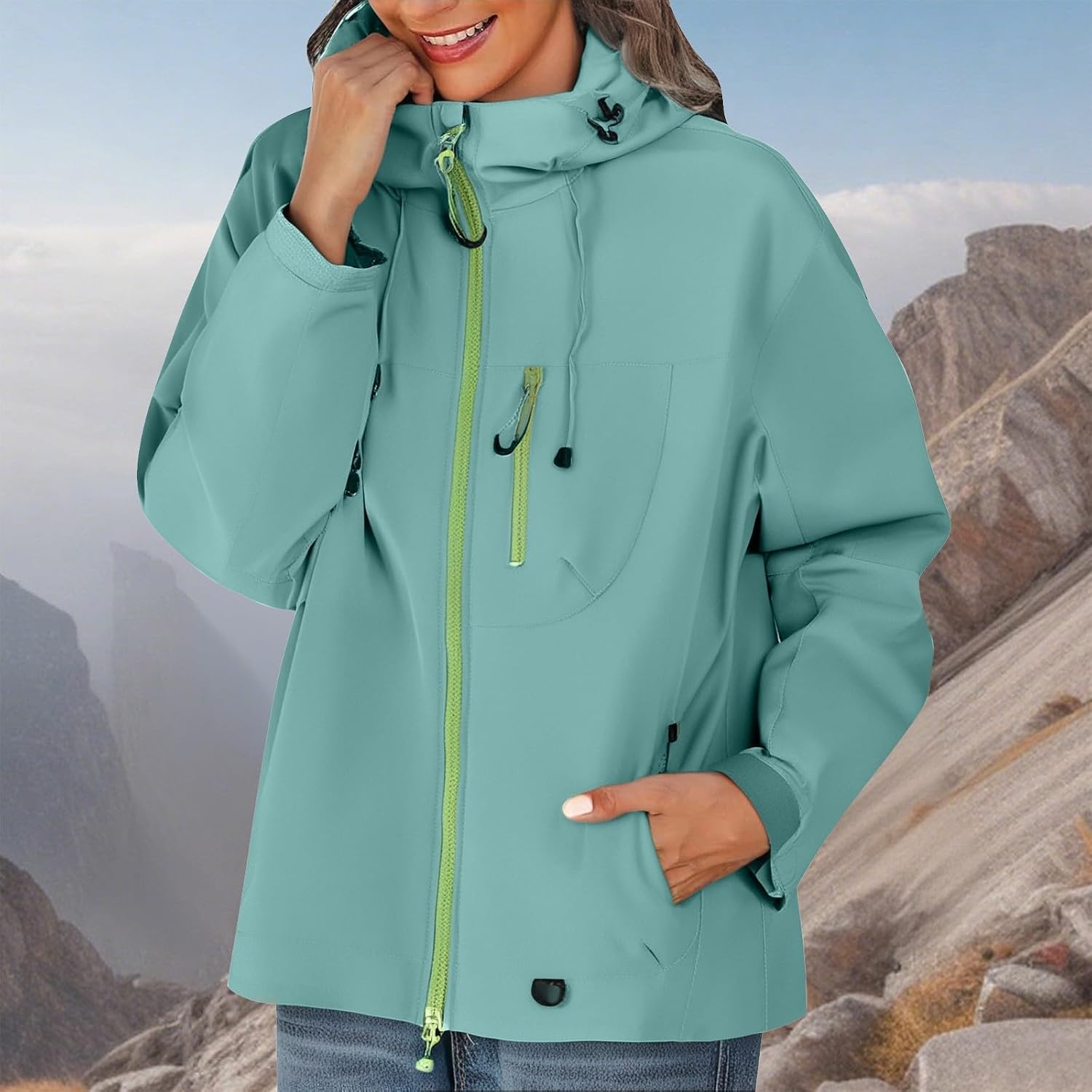 Women's Jacket Lightweight Waterproof Hooded Outdoor Windbreaker Coat | Dark Zip-Up Hoodie Zipper Warm Jackets For Women Womens Clothes Trendy 2026 Teen Girl Thin Hoodies Y2K Cocktail