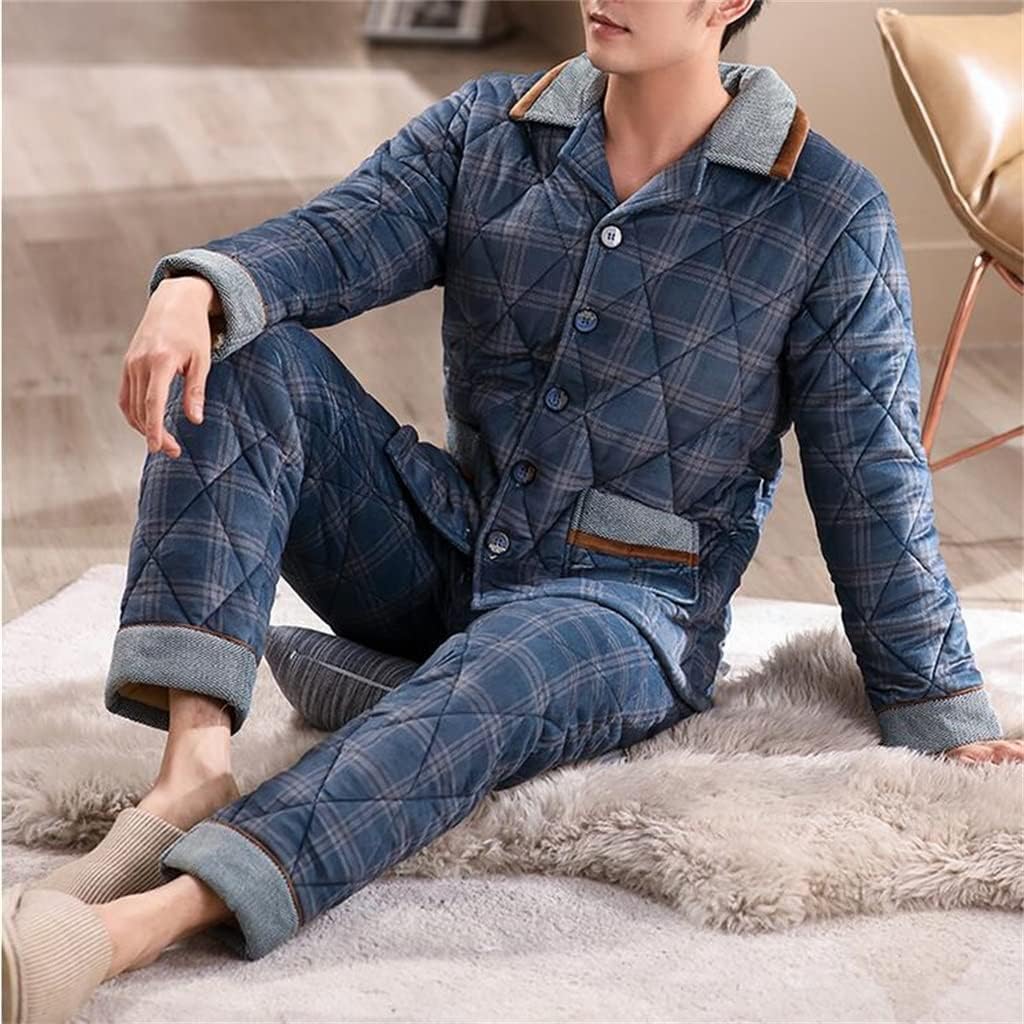 Thickened Men's Cotton-padded Jacket Pajamas Large Size Flannel Middle-aged Coral Fleece Cotton Winter
