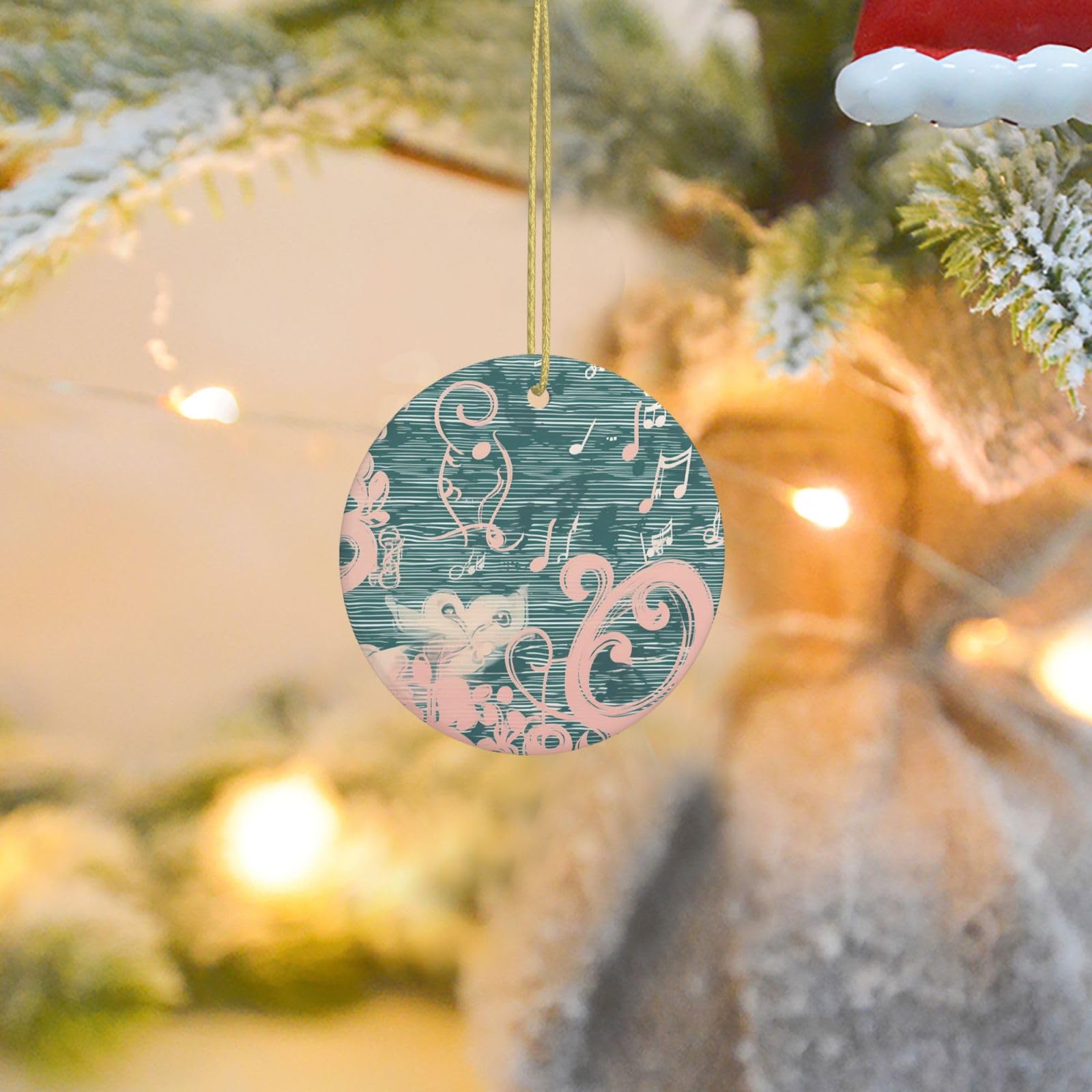 Christmas Tree Ornaments Ceramics Christmas Round Decorations Dream Note Ceramics Ornaments Circle Pentagram Xmas Tree Hanging Pendant for Christmas Tree Party Holiday Home Decor