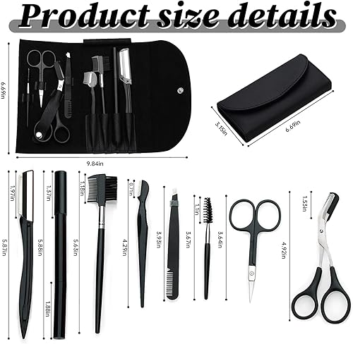 Miniatura 2 de 8 unidsset kit profesional de aseo para modelar cejas, juego de herramientas de belleza con bolsa de cuero, kit de aseo de cejas para mujeres y