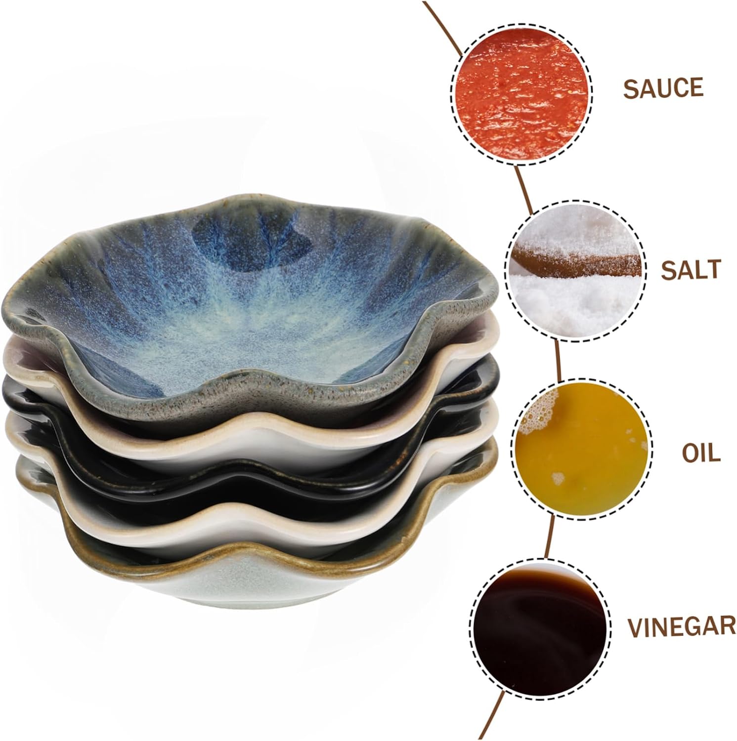 Ceramic Sauce Dishes 5pcs Lotus Leaf Plates for Home Restaurant Xmas