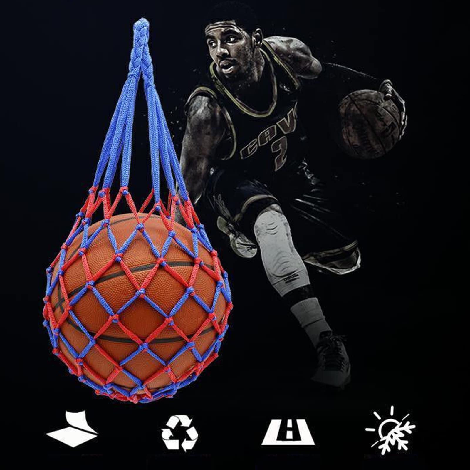 Red portátil para pelotas de fútbol, juego de 2 con bolsa y cordón