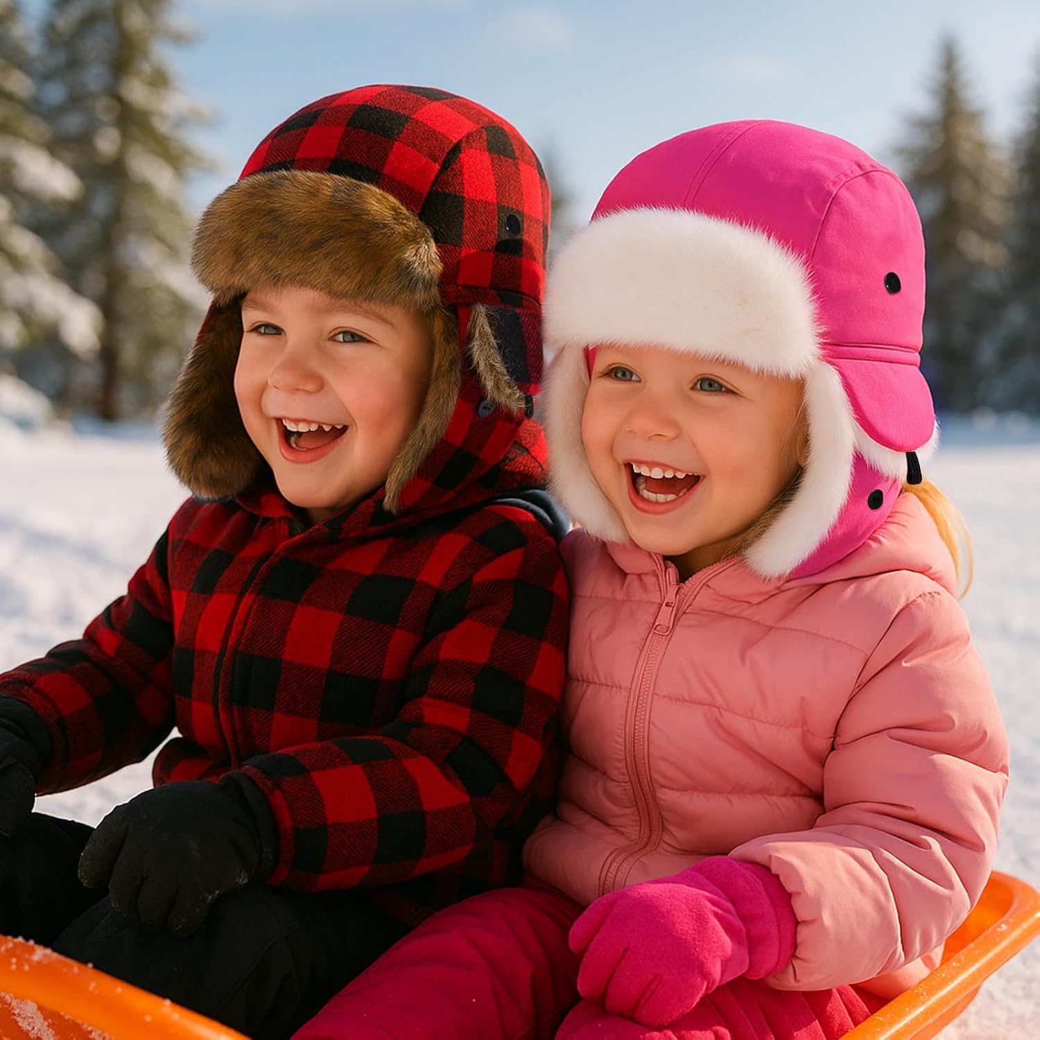 ACTLATI Kids Winter Trapper Hat for Boys Girls Snow Hats Toddler Waterproof Fleece Hunting Ski Hat with Earflap Age 1-8 - Image 5