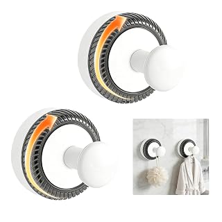 SBNS 2-Pack Upgraded Suction Cup Hooks for Shower Wall, Heavy Duty Vacuum Lock Towel Hooks, Waterproof & Rustproof Removable Hanger for Bathroom Glass, Tile, & Kitchen - White - Amazon product rated Grade A