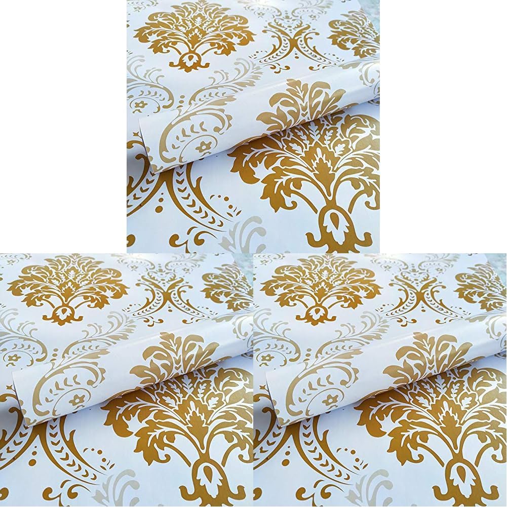 Wollzo Golden Flower self Adhesive Wallpaper (45 x 500 cm) (Pack of 3) (B0D818BZ86) Amazon Price History, Amazon Price Tracker