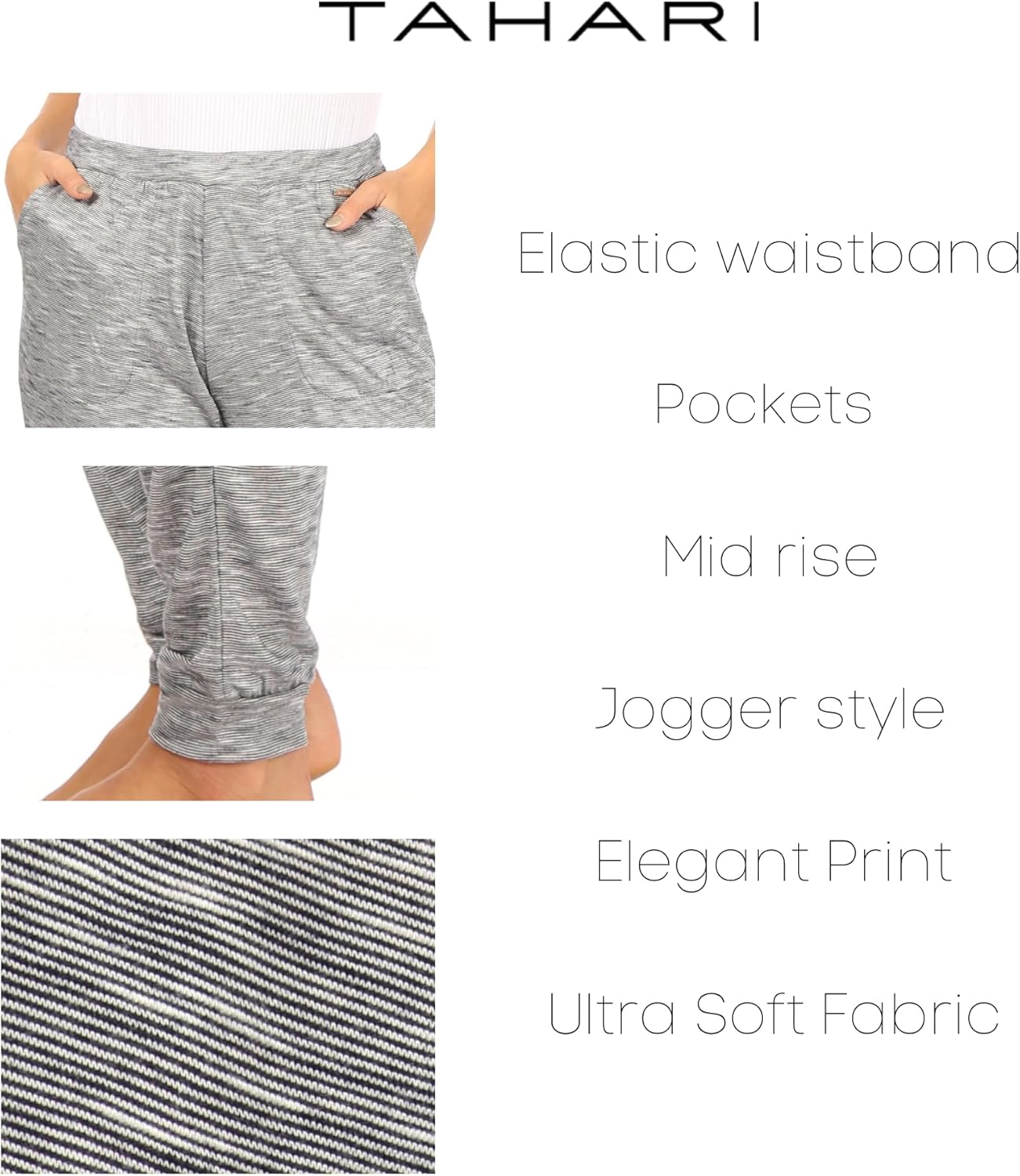 TAHARI Women's Pajama Straight Leg Jogger Pant - Image 2