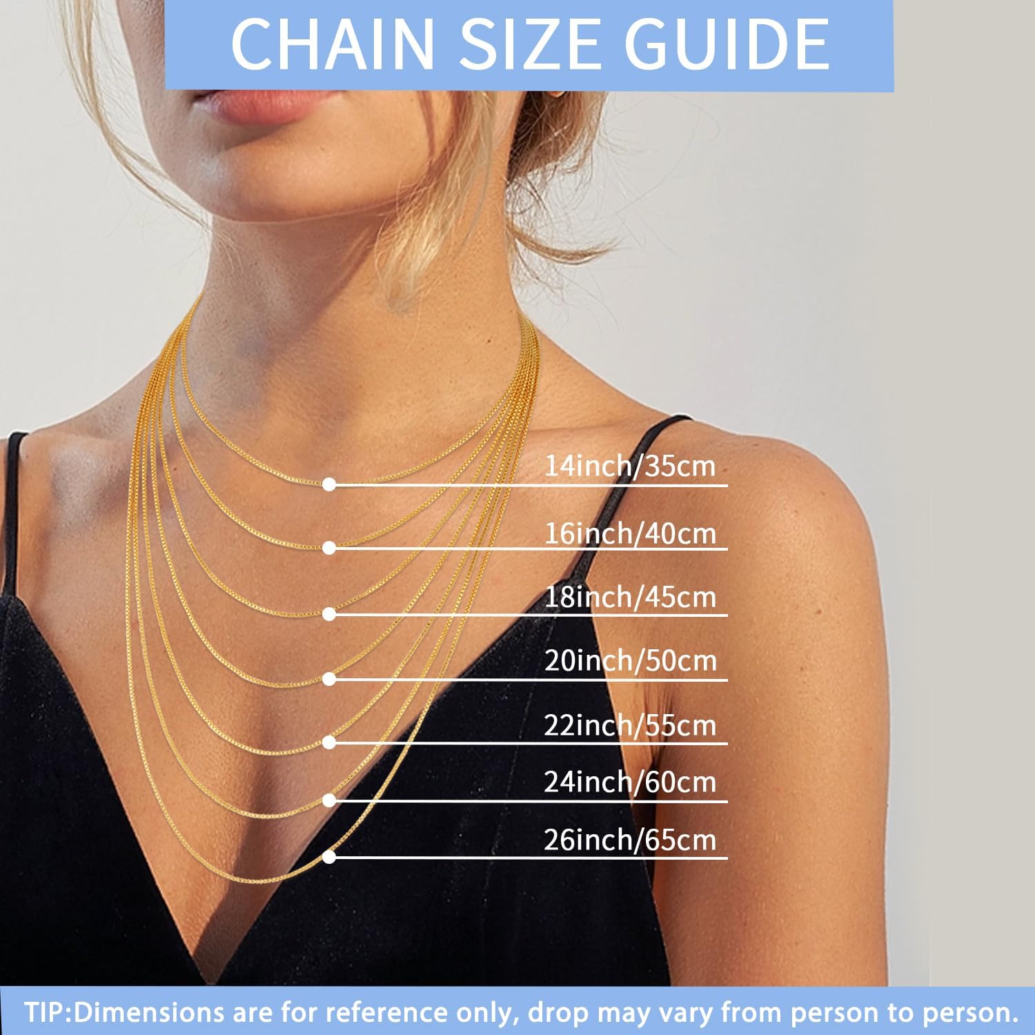 Jewlpire 22K Gold Plated 925 Sterling Silver Chain Necklace for Women, 1.3mm Box Chain Thin & Sturdy Women's Chains Necklaces 14 16 18 20 22 24 26 Inch - Image 3