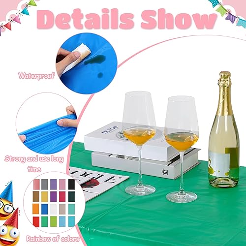 Miniatura 3 de Mixweer 40 manteles de plástico de 54 x 108 pulgadas, colores surtidos, desechables, manteles rectangulares coloridos para fiesta de arcoíris,