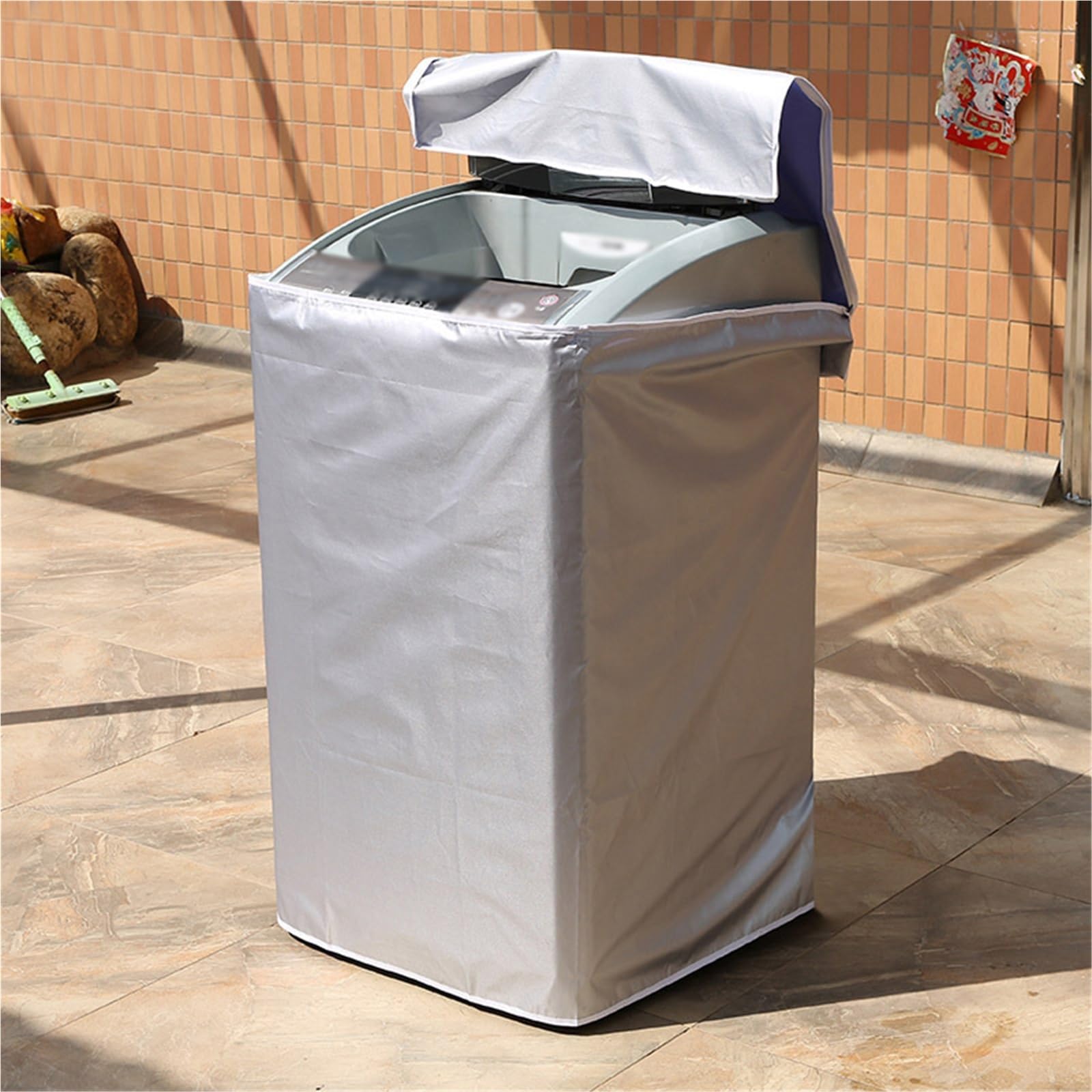 Copertura della Lavatrice Tessuto Spesso for Protezione Solare in Tessuto Impermeabile for Lavatrice e asciugatrice, for Un Uso conveniente, Rivestimento in Argento for bucato(53x55x86cm)