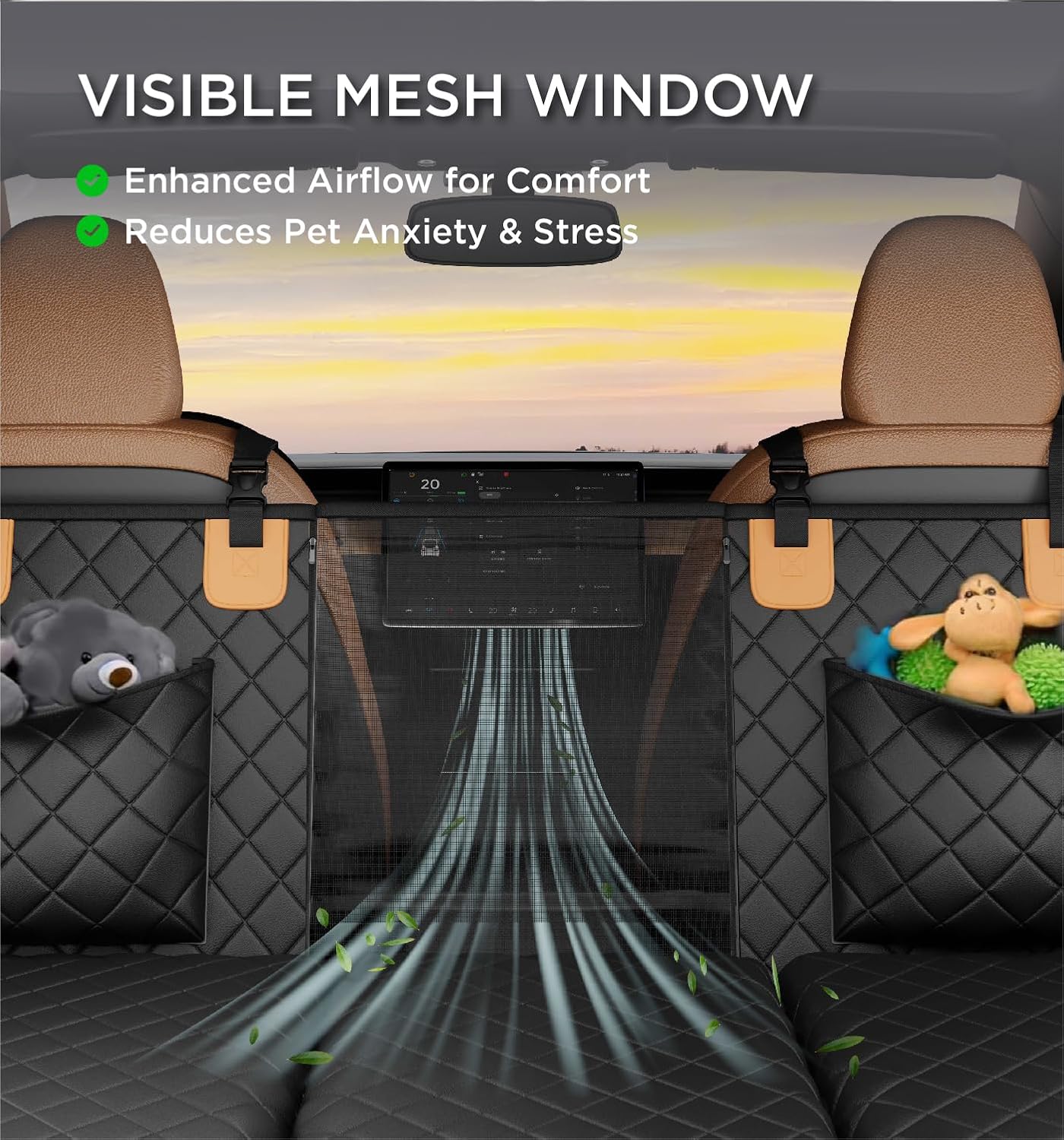 MADE 4 PETS Dog Car Seat Cover for Back Seat - Back Seat Extender for Dogs, Holds 400lbs, Waterproof & Non-Slip Dog Hammock for Car, 8-Layer Hard Bottom with PE Foam, Easy to Install & Clean