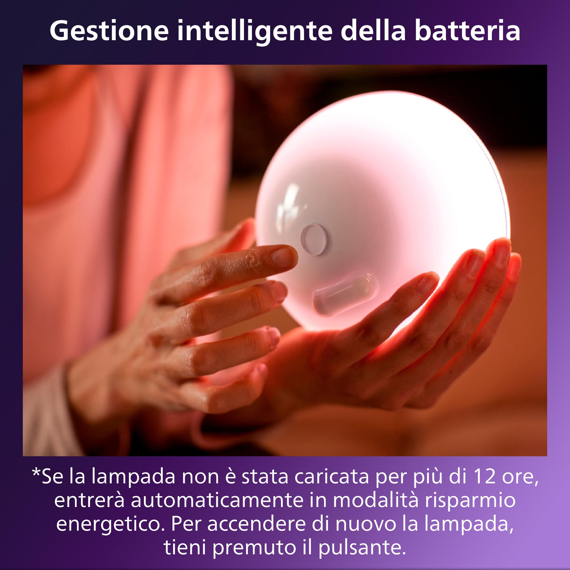 Philips Hue Go, Lampada portatile LED smart, Bianco | Luce bianca e colorata, Smart Home, Controllo vocale via app e bluetooth, Batteria potenziata, Compatibile con Zigbee