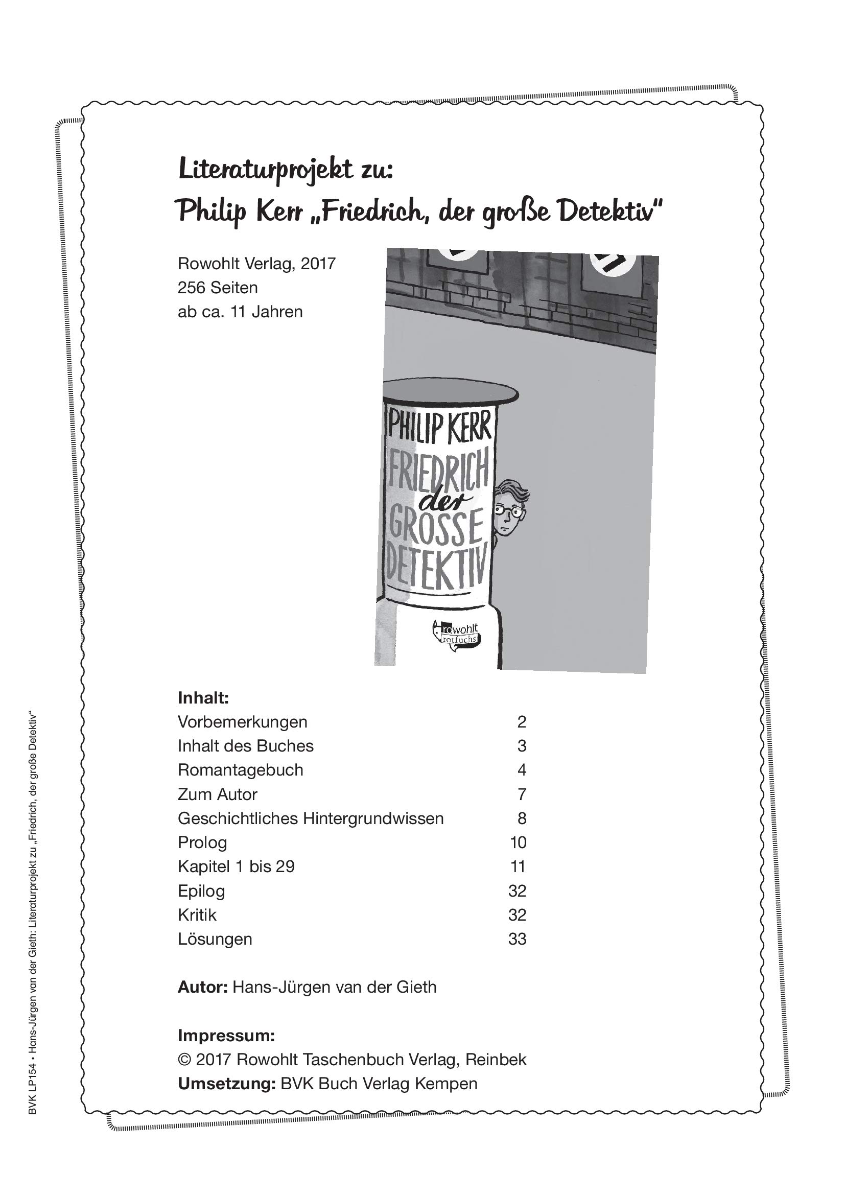Literaturprojekt zu Friedrich, der große Detektiv