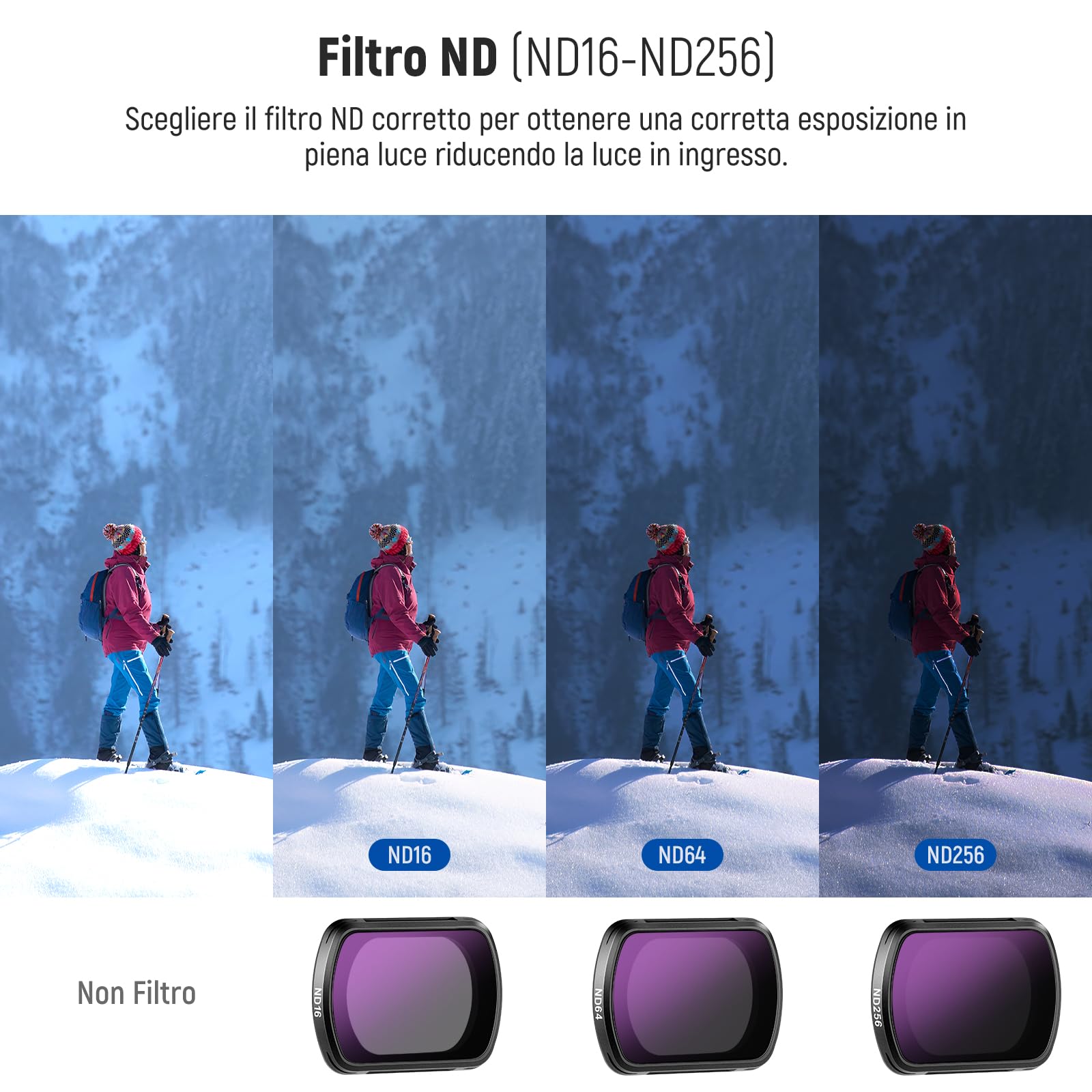 NEEWER Kit Filtri Magnetici ND e CPL Compatibili Con DJI OSMO Pocket 3 / Pocket 4 / Xtra Muse, 4 Pezzi: ND16, ND64, ND256 e CPL. Vetro Ottico HD Multi Rivestito, Struttura Ultra Sottile In Alluminio
