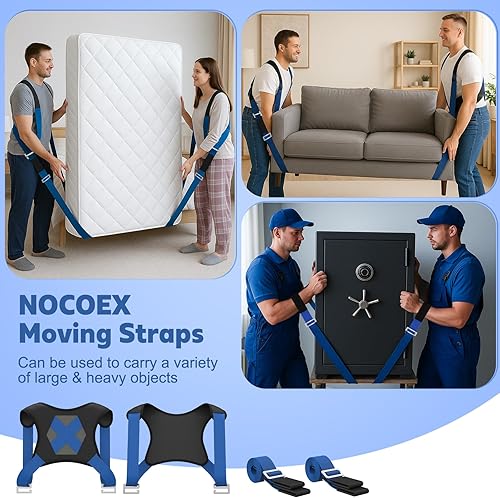 Miniatura 9 de NOCOEX Correas de elevación para objetos pesados correas móviles para muebles, sistema de elevación y movimiento para 2 personas con almohadilla