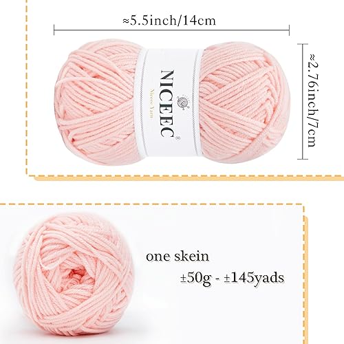 Miniatura 2 de NICEEC Hilo suave de colores surtidos de 10.58 oz, peso deportivo, 100% acrílico, 4 capas, hilo de bombones para ganchillo y punto, kit de