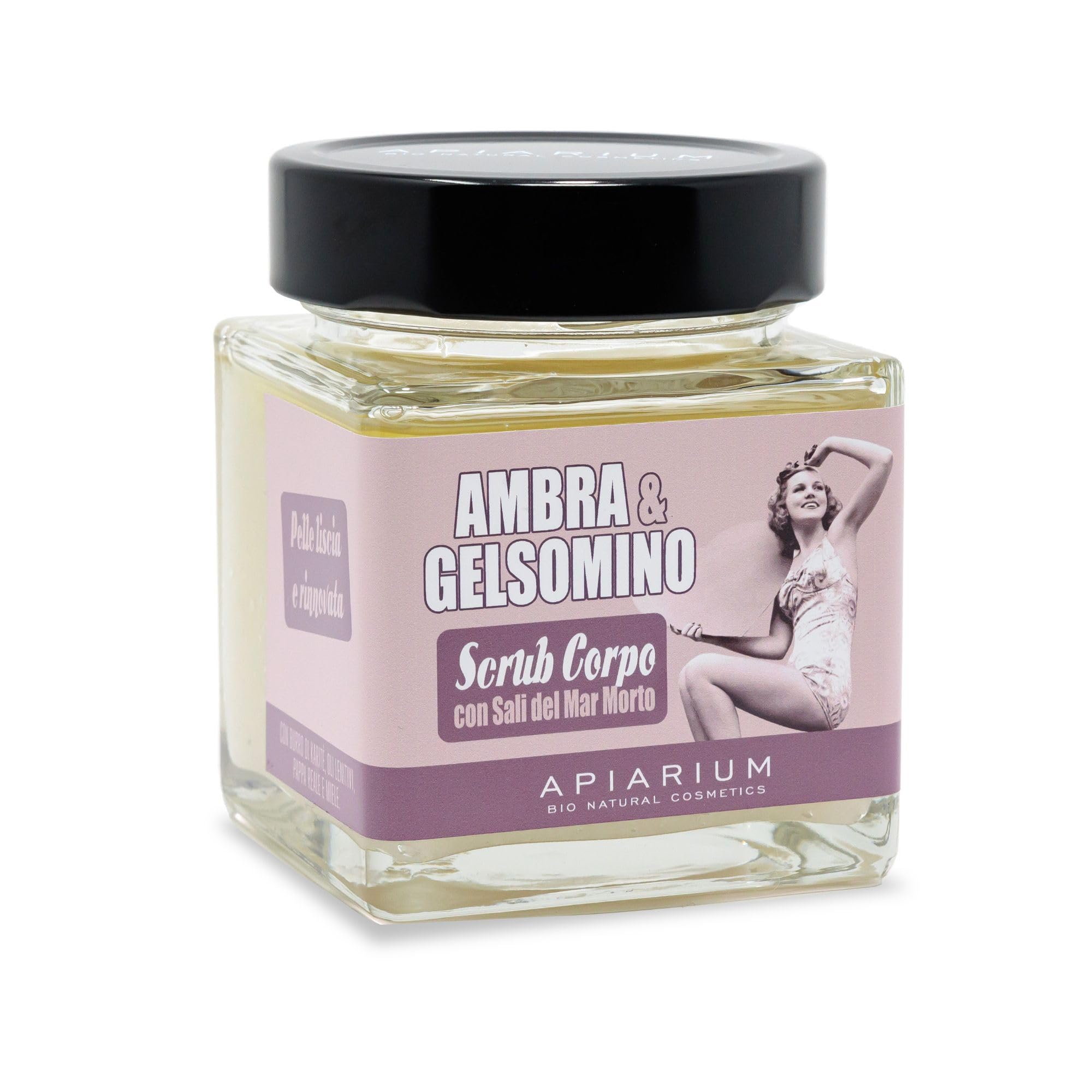 Apiarium Scrub Corpo Bio Ambra e Gelsomino 410 g – Esfoliante Corpo con Sale del Mar Morto, Burro di Karité, Oli Biologici, Miele e Pappa Reale – Profumo Coinvolgente e Ammaliante