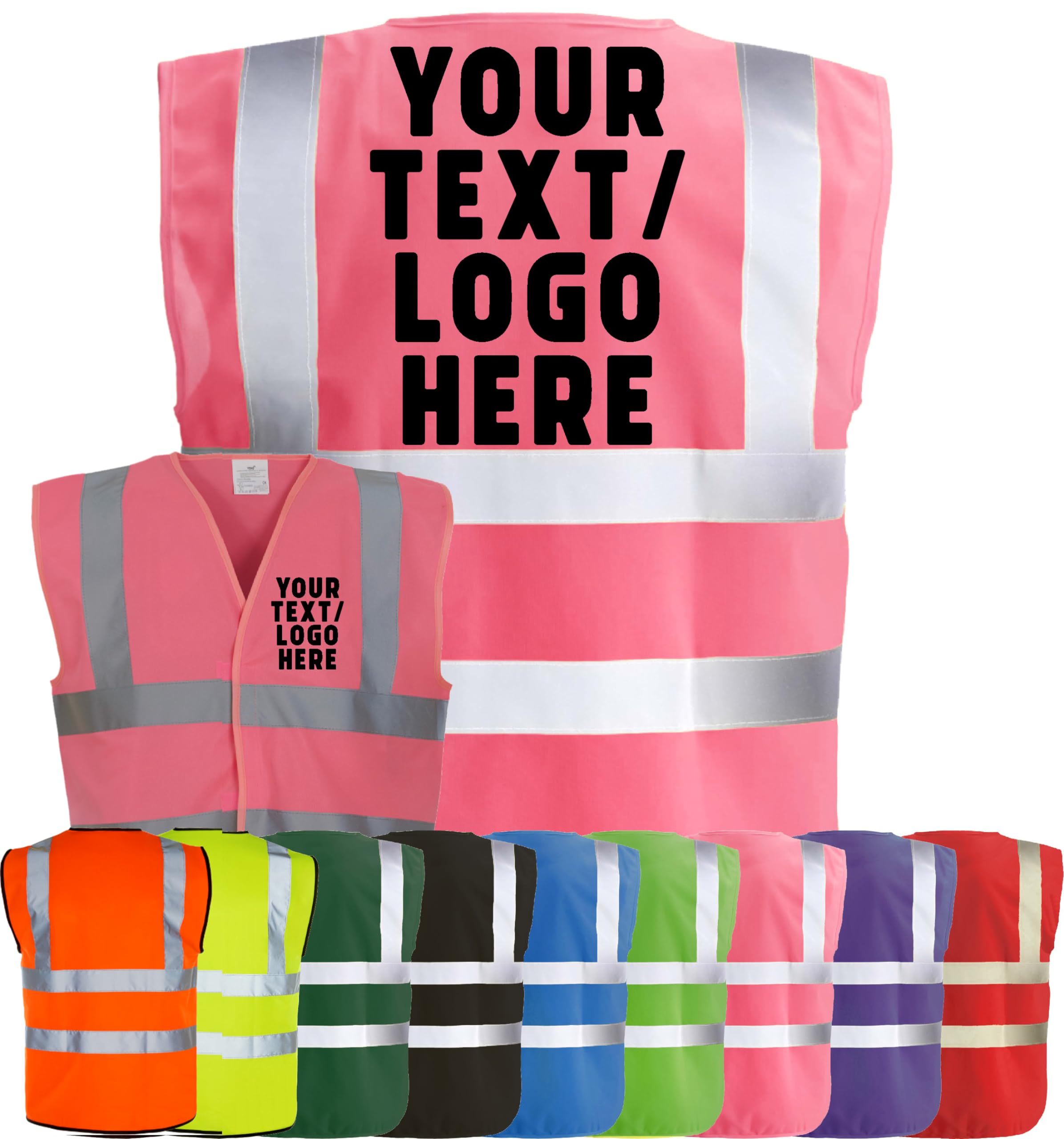 Corporate Togs Personalised Custom Printed Hi-Vis Vest - Printed High Visibility Safety Vest with Reflective Bands & Braces, Fully EN471 Health & Safety Compliant - Safety Apparel
