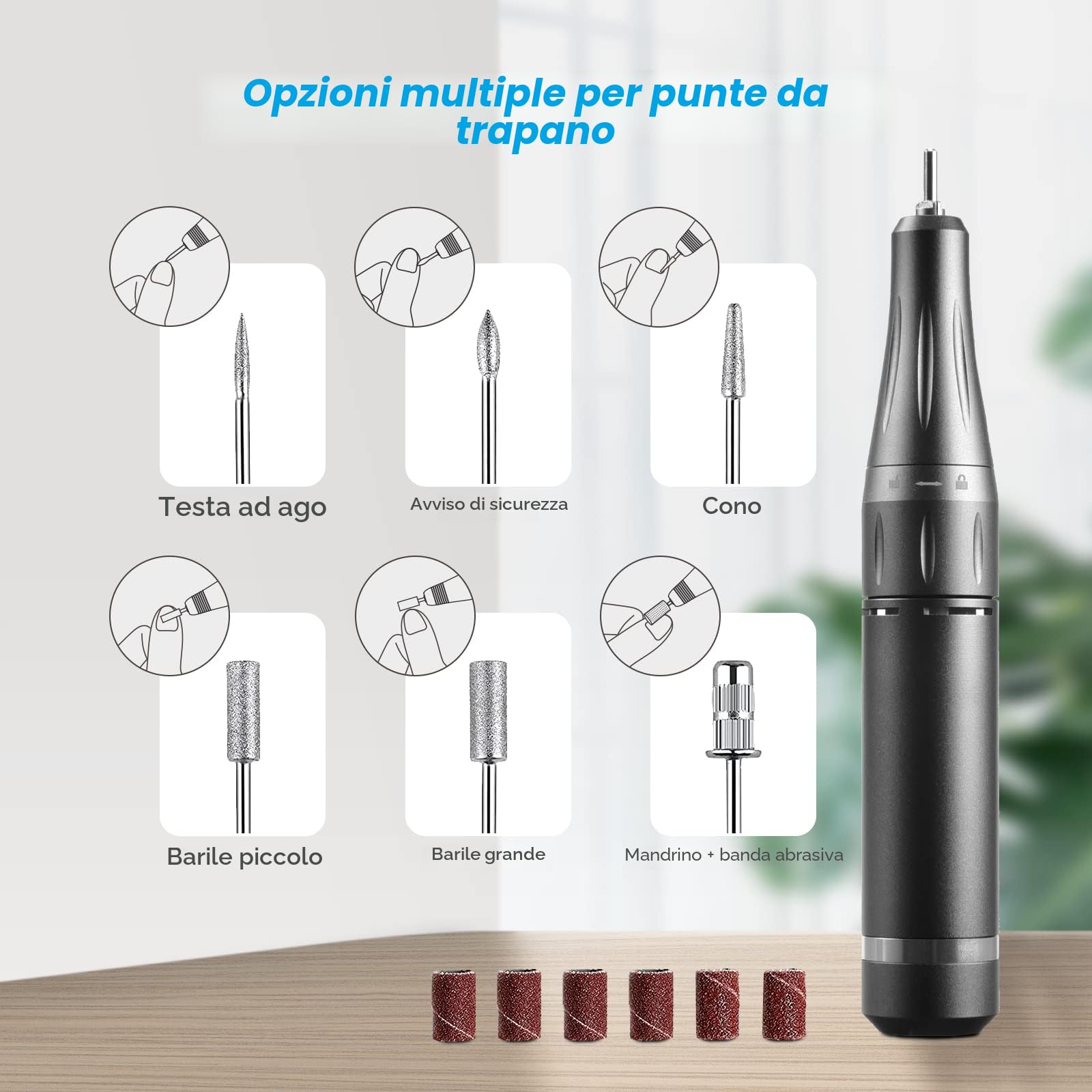 Fresa per Unghie Professionale 35000 RPM Portatile Ricaricabile Lima per Unghie Elettrica Velocità Regolabile Manicure Set Trapano Elettrico con Display a LED per Saloni di Unghie, Manicure DIY