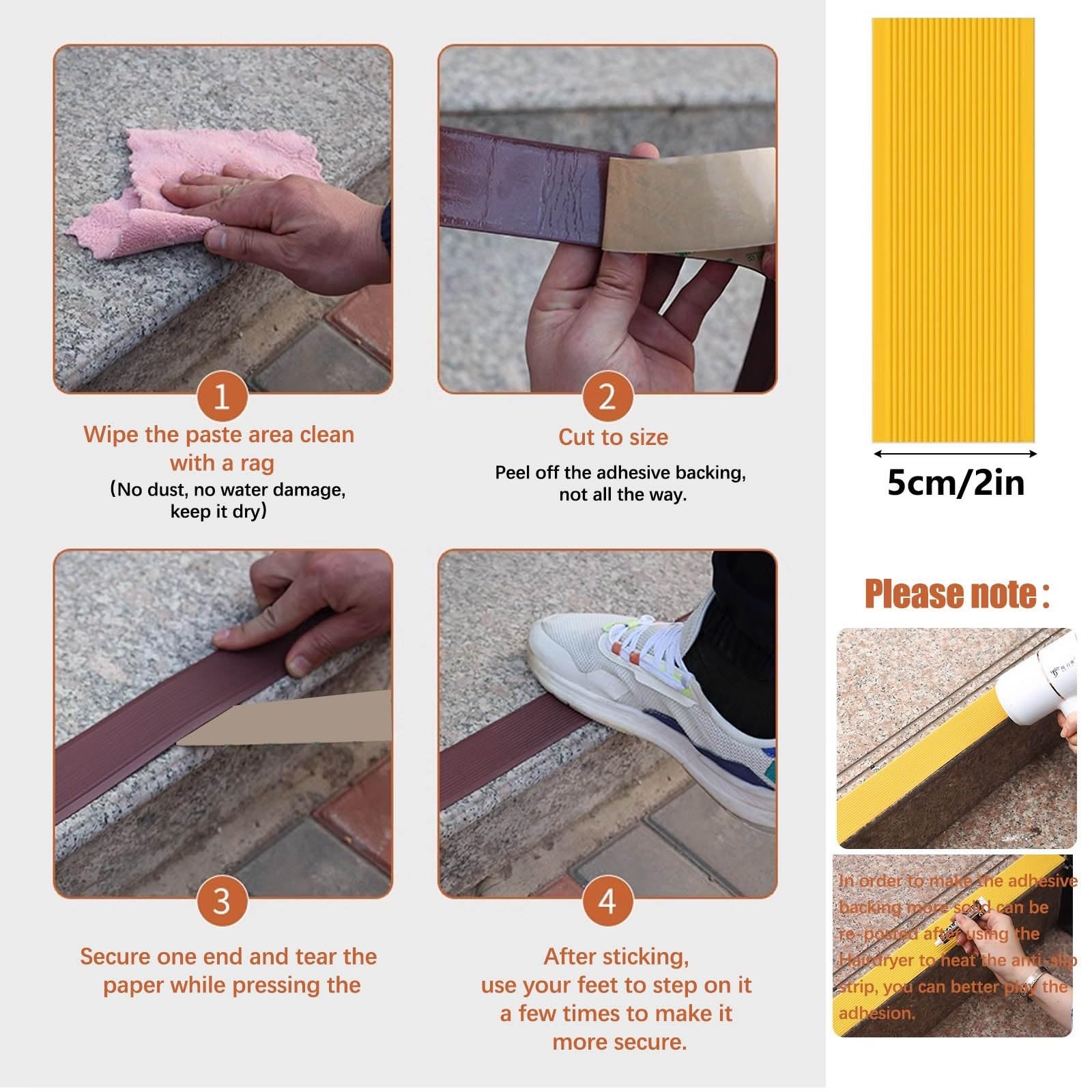 Borde De Escalera De Goma De PVC, Tira De Vinilo Autoadhesiva Antideslizante Para Escalera, Perfil De ÁNgulo De La Nariz De La Escalera, Para Peldaños De Interior Y Exterior, Borde De Goma De PVC(Yell