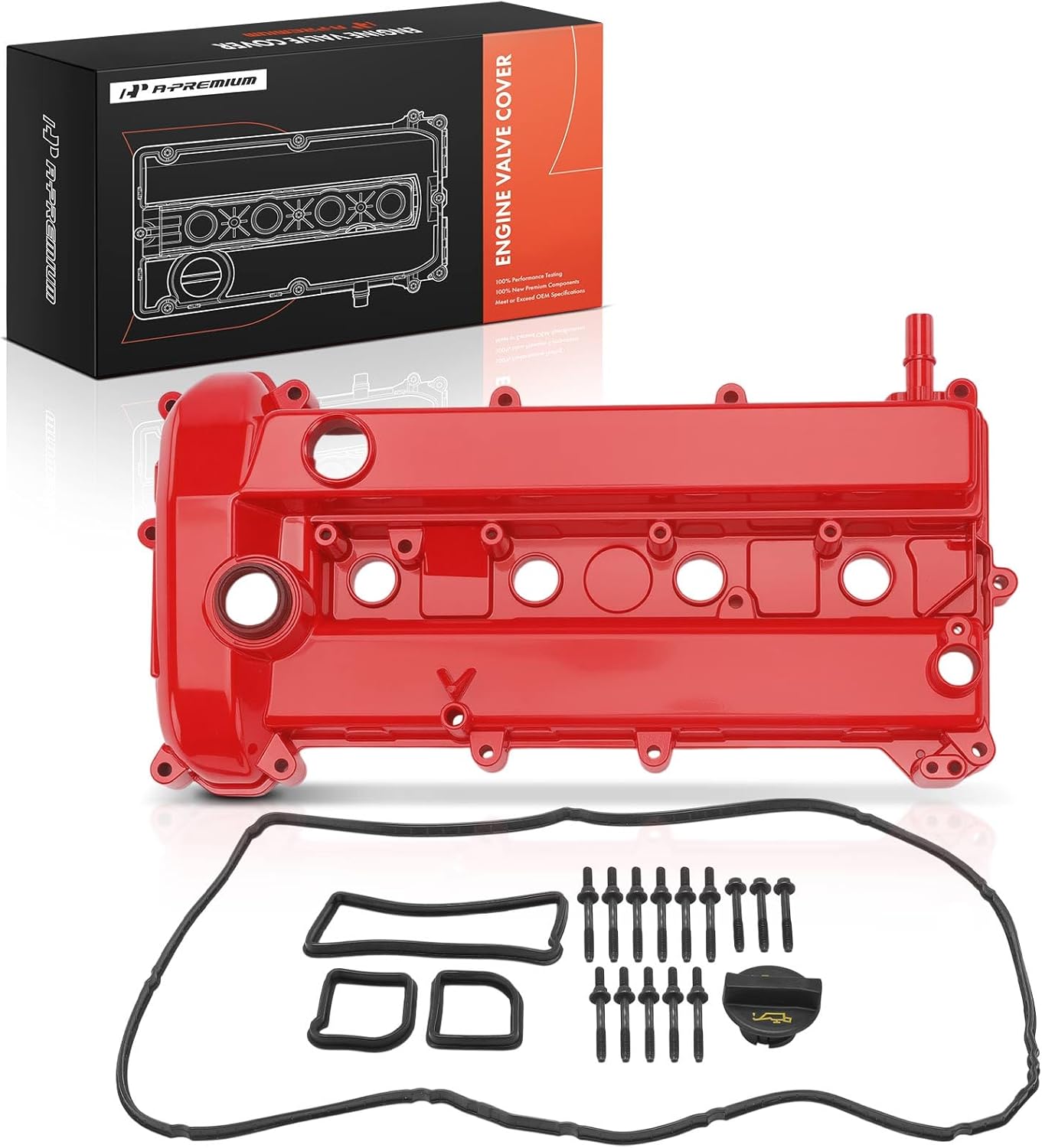 A-Premium Upgraded Aluminum Engine Valve Cover with Gasket and Oil Filler Cap Compatible with Mazda 3 2010-2013 2.0L, 6 2011-2013 2.5L, 5 2009-2010 2.3L, 5 2012-2015 2.5L, CX-7 2010-2012 2.5L