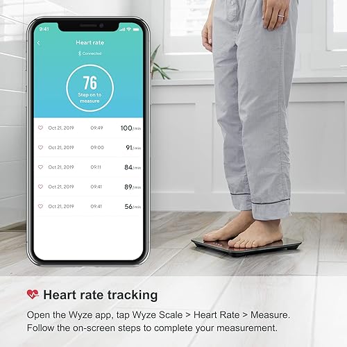 Miniatura 3 de Wyze Scale para peso corporal, báscula digital inteligente de baño para grasa corporal, IMC y frecuencia cardíaca, 12 analizadores de composición