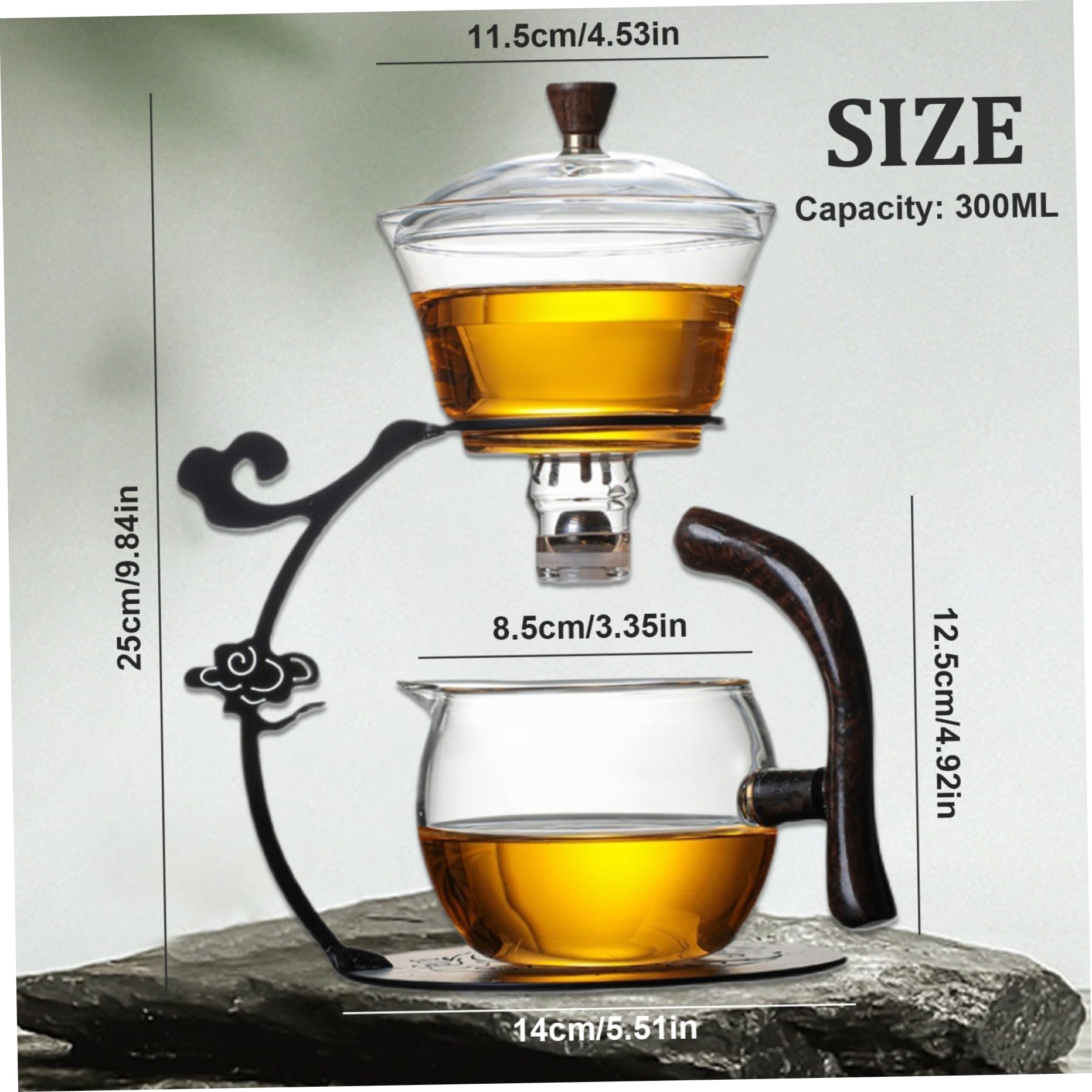 Tetera de vidrio semi automático, tetera magnética resistente al calor con filtro de acero inoxidable y mango anti-escaladrado, juego de té semiautomático de Kungfu.
