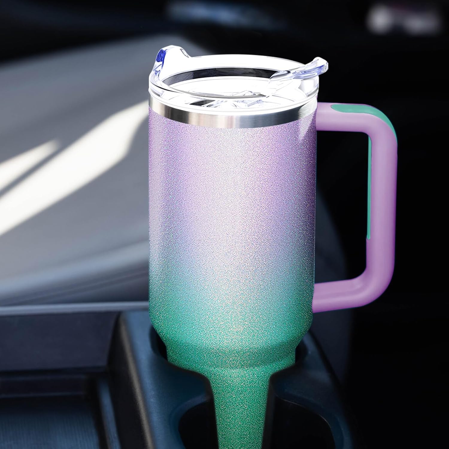 40 oz Tumbler with Handle and Straw Lid Insulated Tumblers Cups with Lids Straws Double Wall Vacuum Leak Proof Stainless Steel 40oz Tumbler Travel Mug Gifts for Men Women Him Her (Glitter) - Image 7