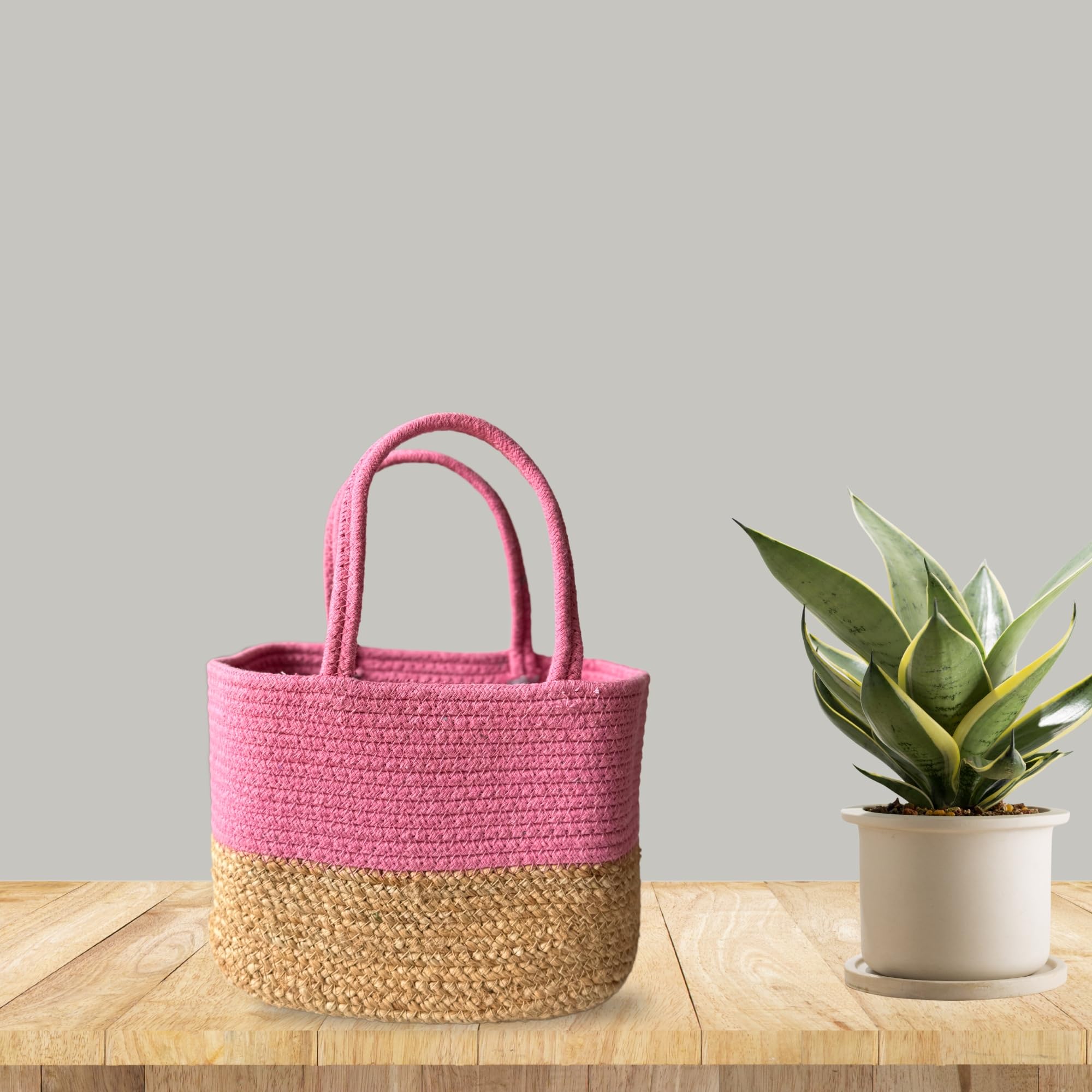 JASMEY HOMES Jute Lunch Bag - White -14