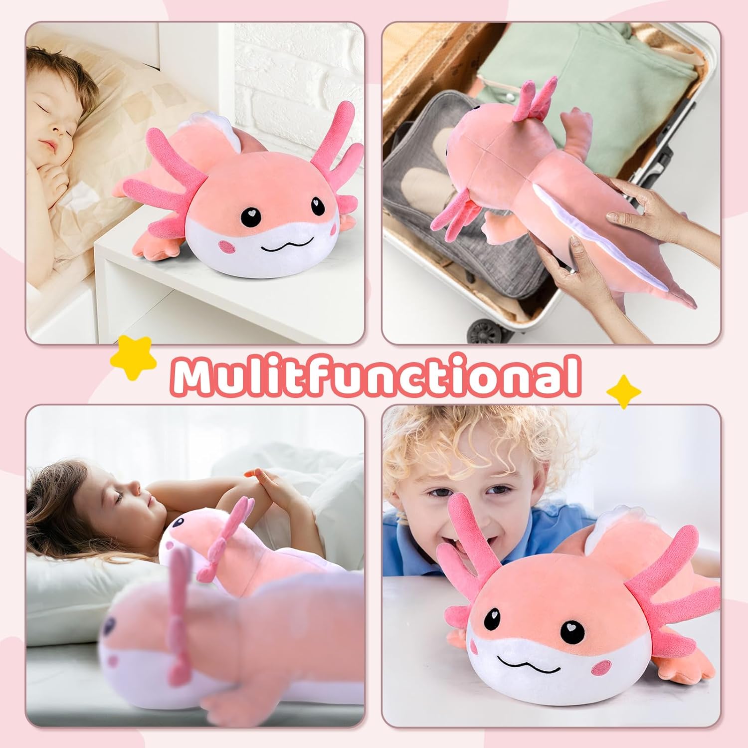 Puffpals Weighted Plush, Cute Axolotl Weighted Stuffed Animal with Beads, Soft Sensory Plush Pillow Toy for Kids & Adults(14.3in 1.4lbs) - Image 5