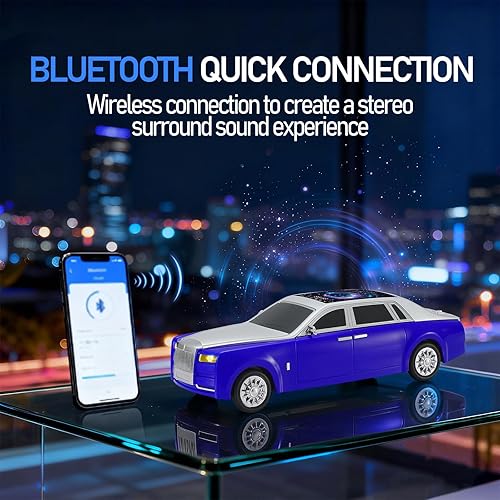 Miniatura 4 de WS-610 Luxury Sedan Replica Bluetooth Speaker - Pantalla LED de cielo estrellado, sonido HD, estéreo TWS, radio FM, reproducción USBTF, micrófono