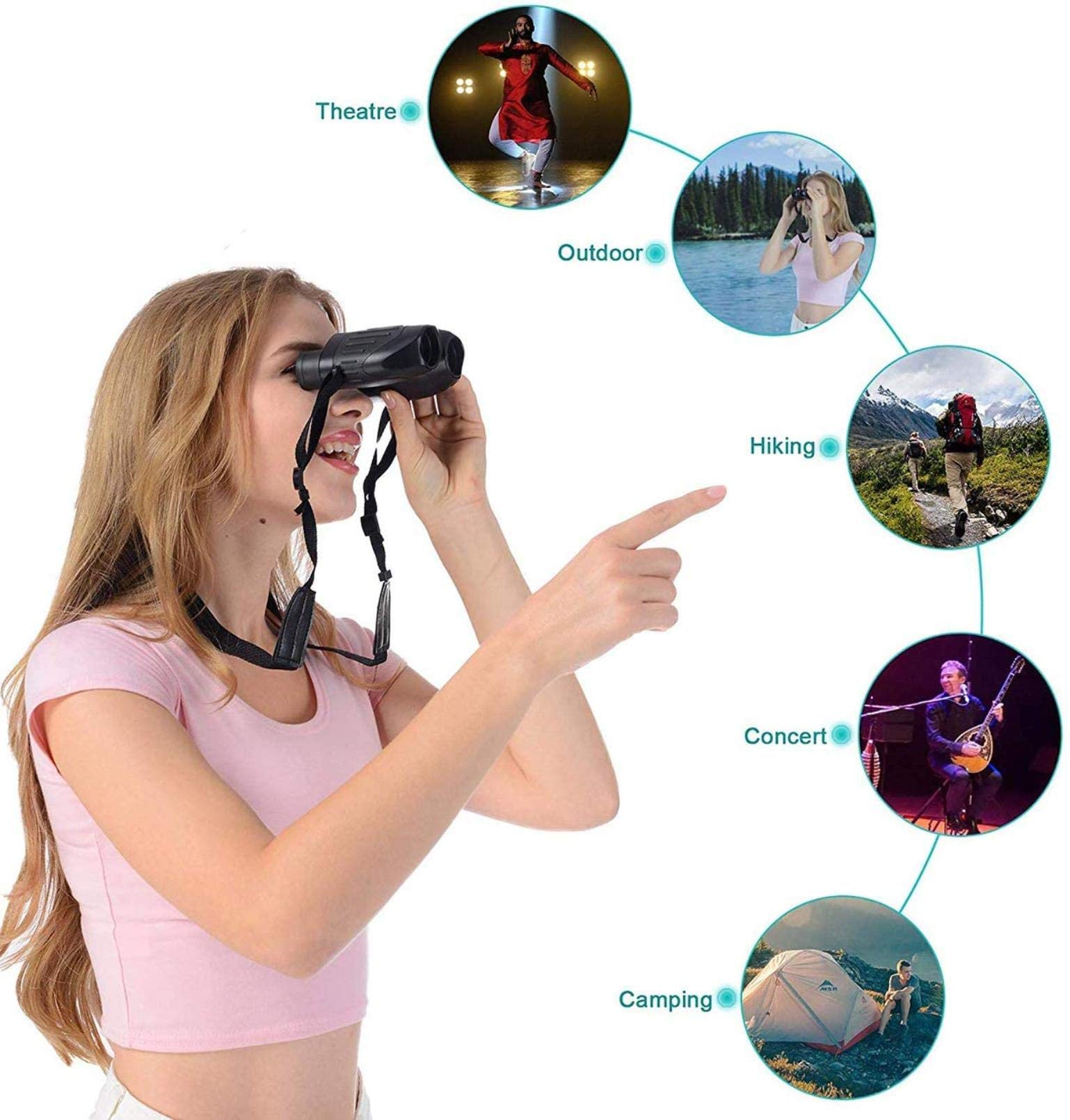 LYGXWJFC Lunety dla dorosłych Duża moc, 4K 10-300X40mm Super Teleobiektyw Zoom Monokularowy z uchwytem na smartfona i statywem do podróży na plażę Obserwacja ptaków Lornetka kempingowa