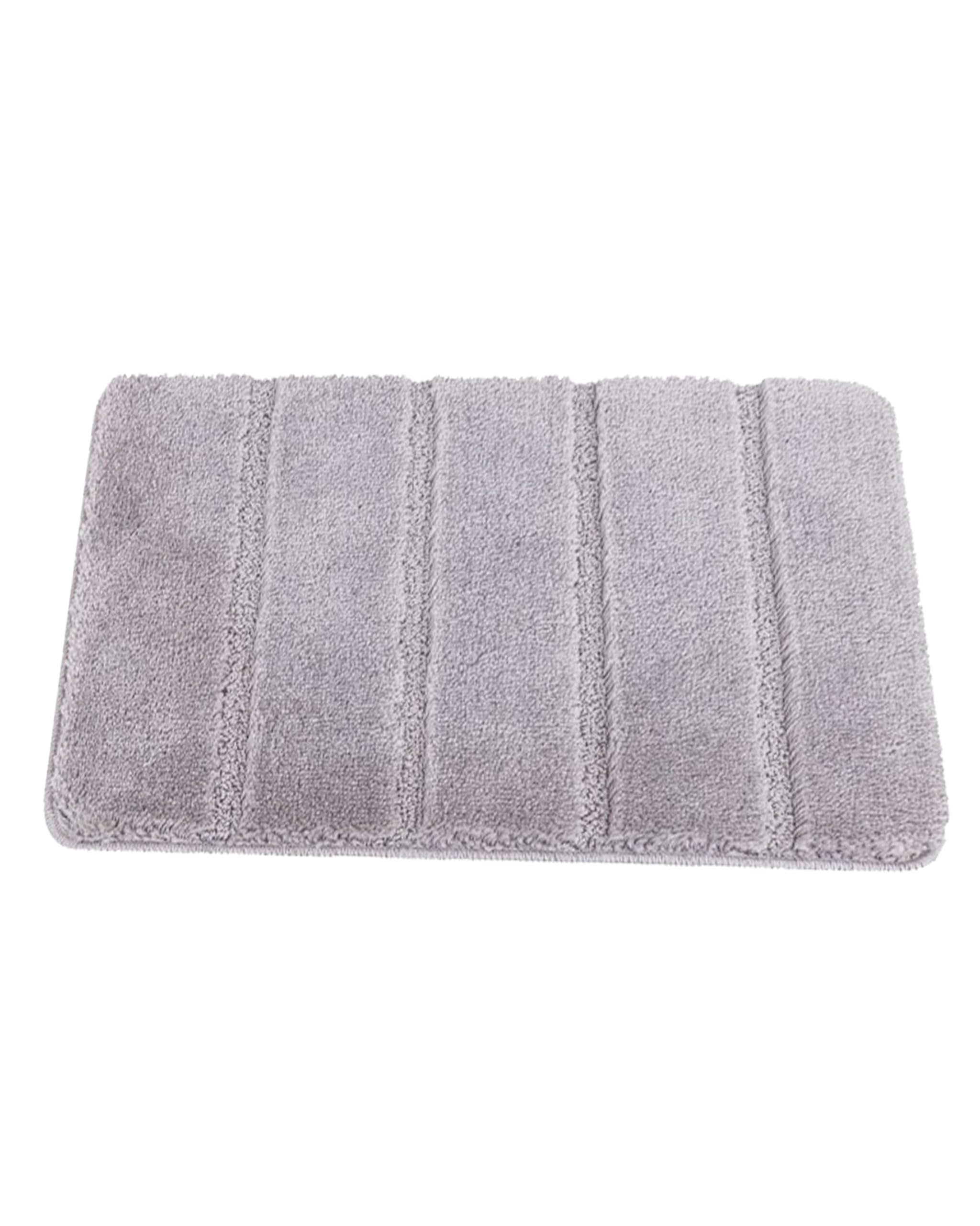 Nest & Nibble Bathroom Bath Mat (Silver, 60 x 110 cm) Non-Slip Toilet Floor Mat | Ultra-Absorbent Microfiber Technology Washable Shower Rug | Soft & Thick Anti-Mould Home Essential Bathtub Carpet
