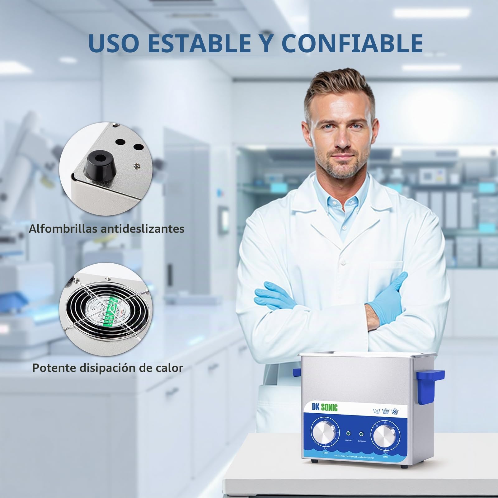 DK SONIC Limpiador Ultrasónico, Limpiador Ultrasónico de Joyas de Acero Inoxidable de 3L 120W con Calentador y Temporizador Mecánico para Lmpiar Joyas, Anteojos, Monedas (Cesta Incluida)