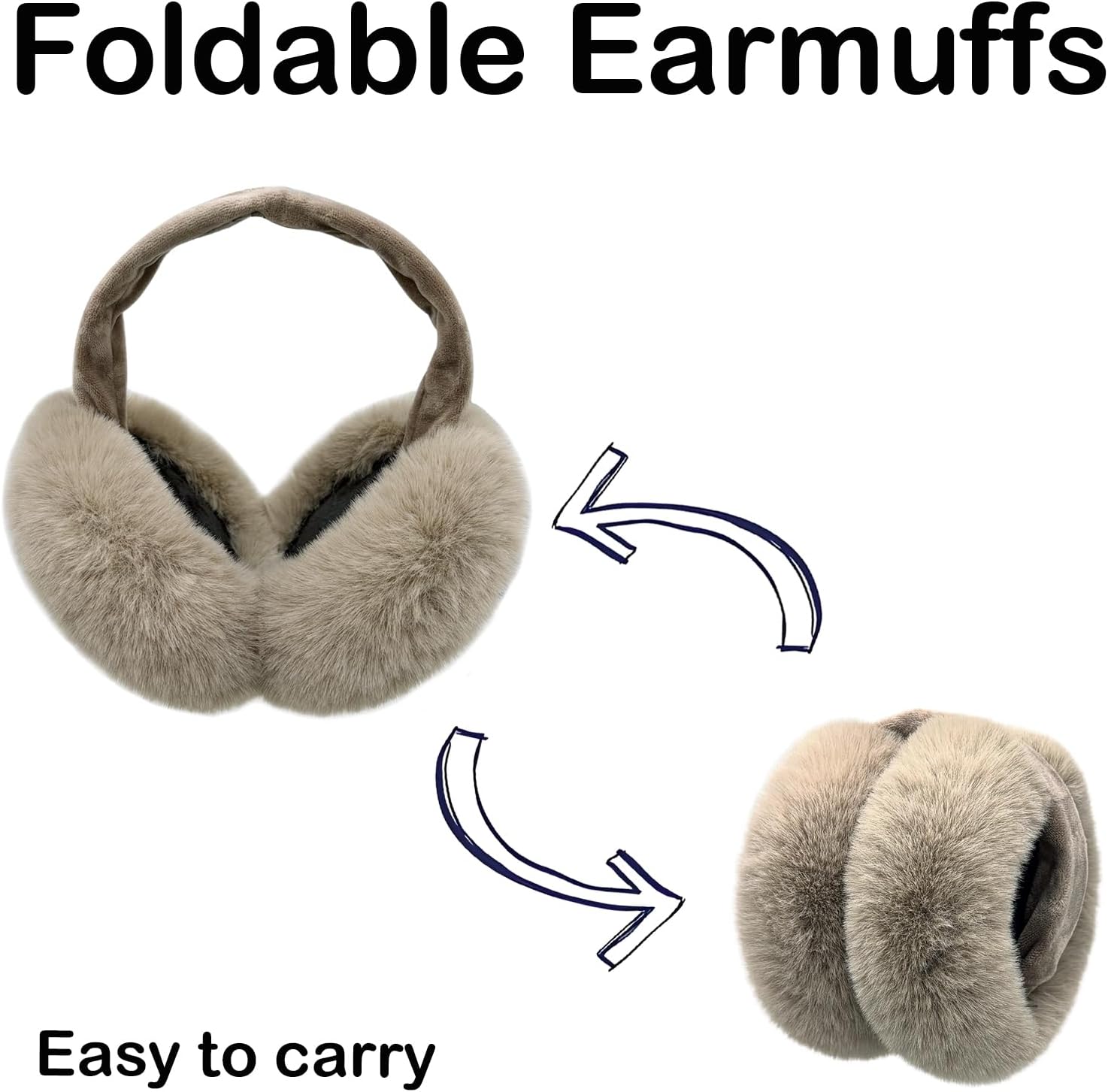 Kedofe Women Winter Earmuffs Adjustable Faux Fleece Ear muffs Foldable Furry Cute Girl Ear Warmer for Cold Outdoor - Image 4