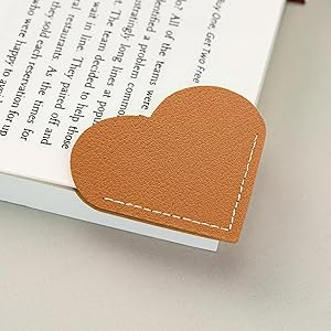 12 Pcs Leather Heart Bookmarks - Handmade Cute Page Book Marks for Reading Women & Book Lovers, Valentines Day Gifts, Teacher & Student Book Accessories for School Office Home Supplies (6 Colors)