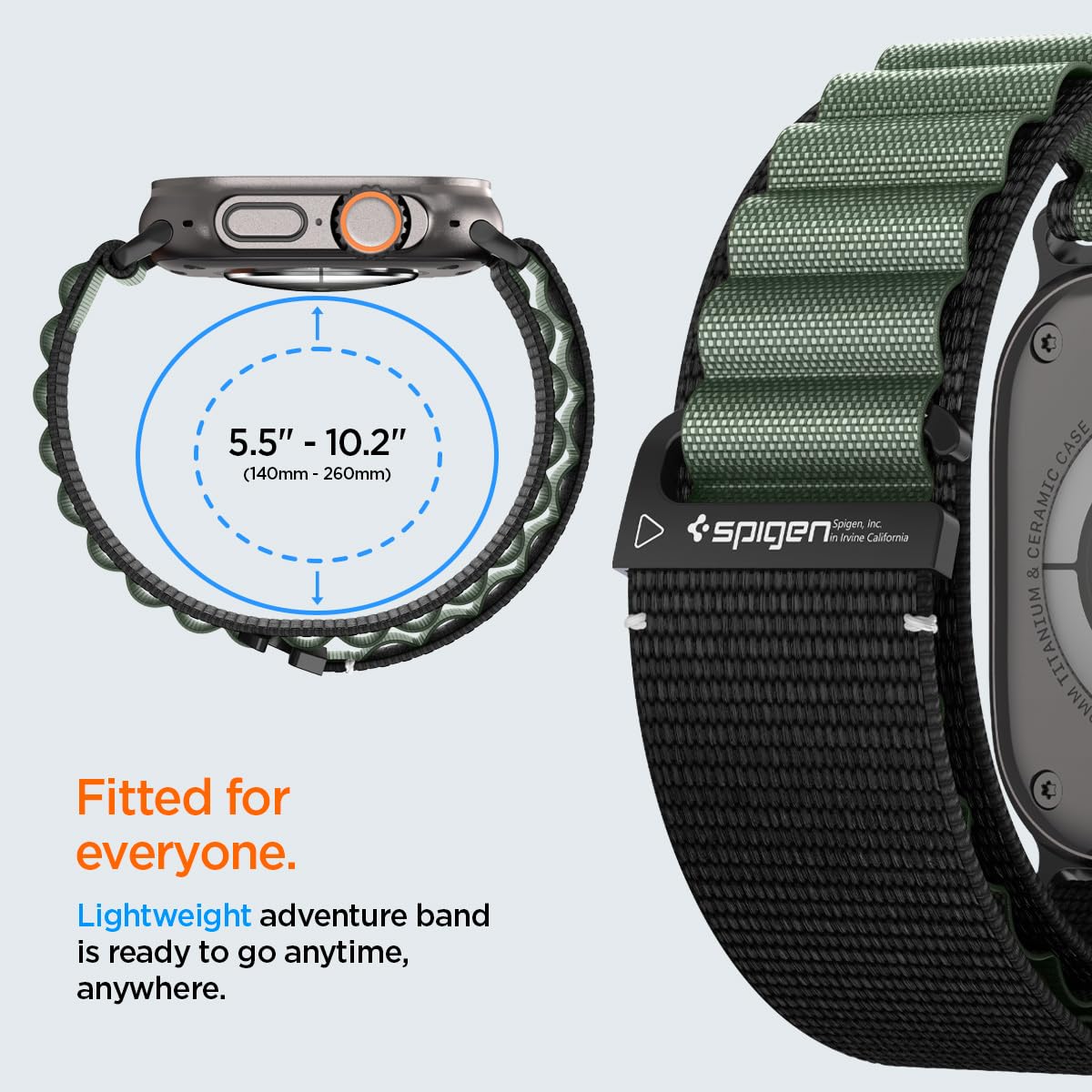 Spigen WBF1 Strap Band for Apple Watch Ultra 3/2/1(49mm), Series 11/10(46mm), Series9/8/7(45mm), SE3/SE2/SE/Series6/5/4(44mm), 3/2/1(42mm), Bold Accent&Airy Comfort — Amazon image 3