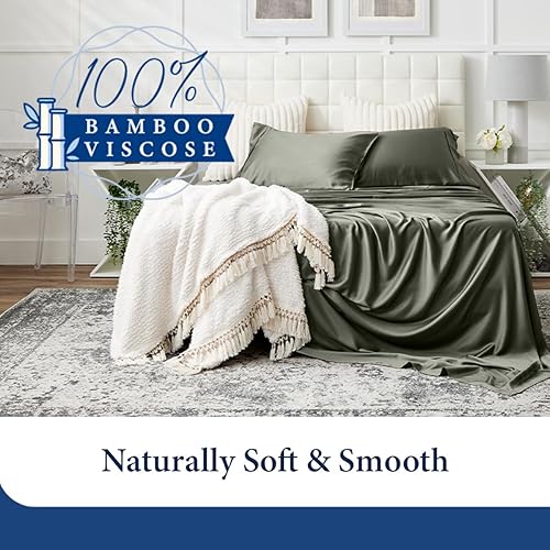 Miniatura 2 de Cosy House Collection Juego de sábanas de bambú de alta calidad, mezcla refrescante de rayón derivado del bambú, bolsillo profundo, ropa de cama