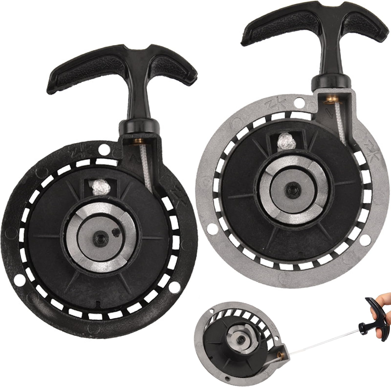 Pocketbike Seilzugstarter,Tianher 2 Stück Motorrad Starter Seilzugstarter Pullstarter Aluminium für 2 Takt 49CC Mini Zündung Motor Pocket ATV Bike Dirt Minimoto Kinderfahrrad ATV Quad Zugstarter.