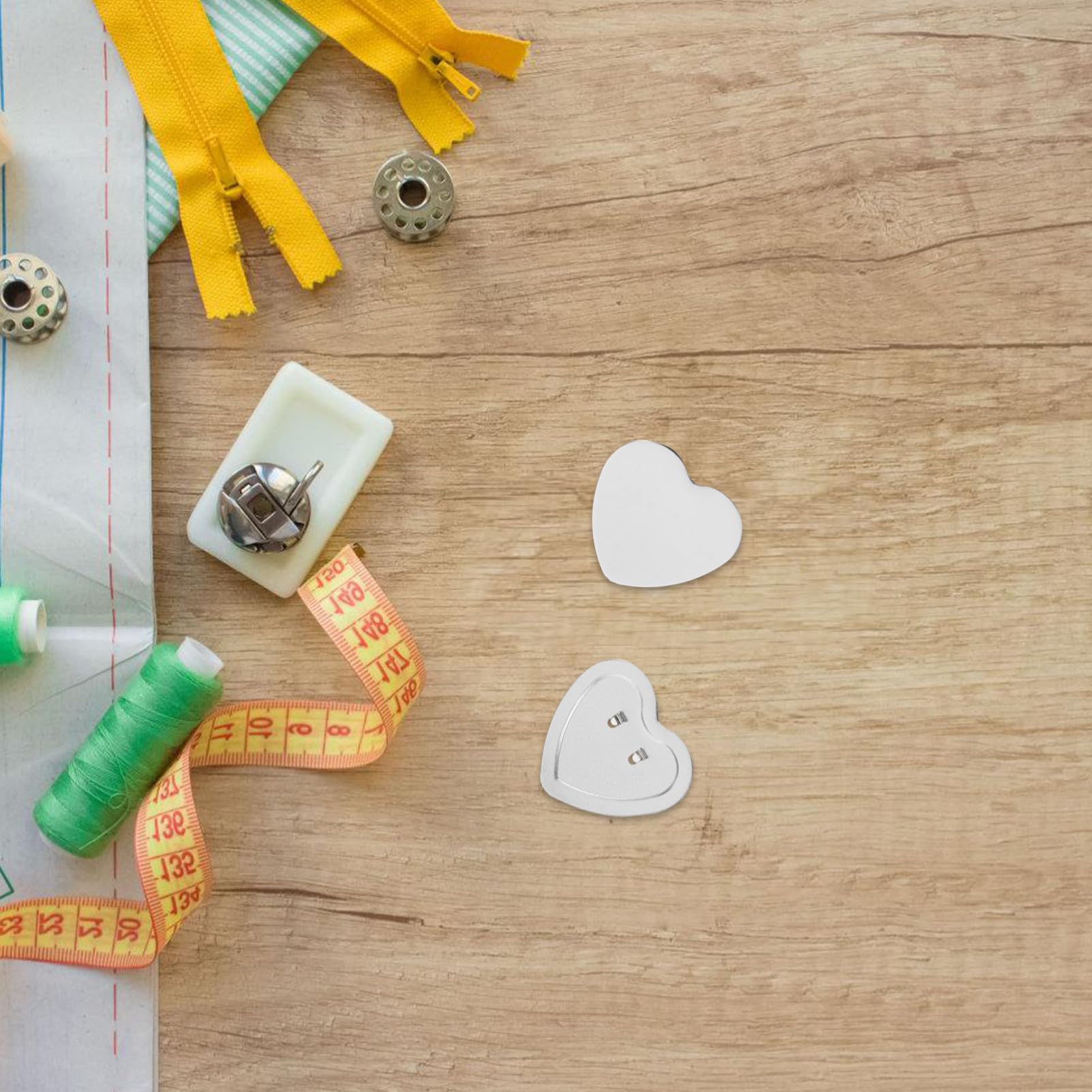 Botones con Forma de Corazón para Diy, 100 Sets, Kit | Piezas de Metal en Blanco, Película Transparente y Papel en Blanco, Acabado Brillante, para Manualidades