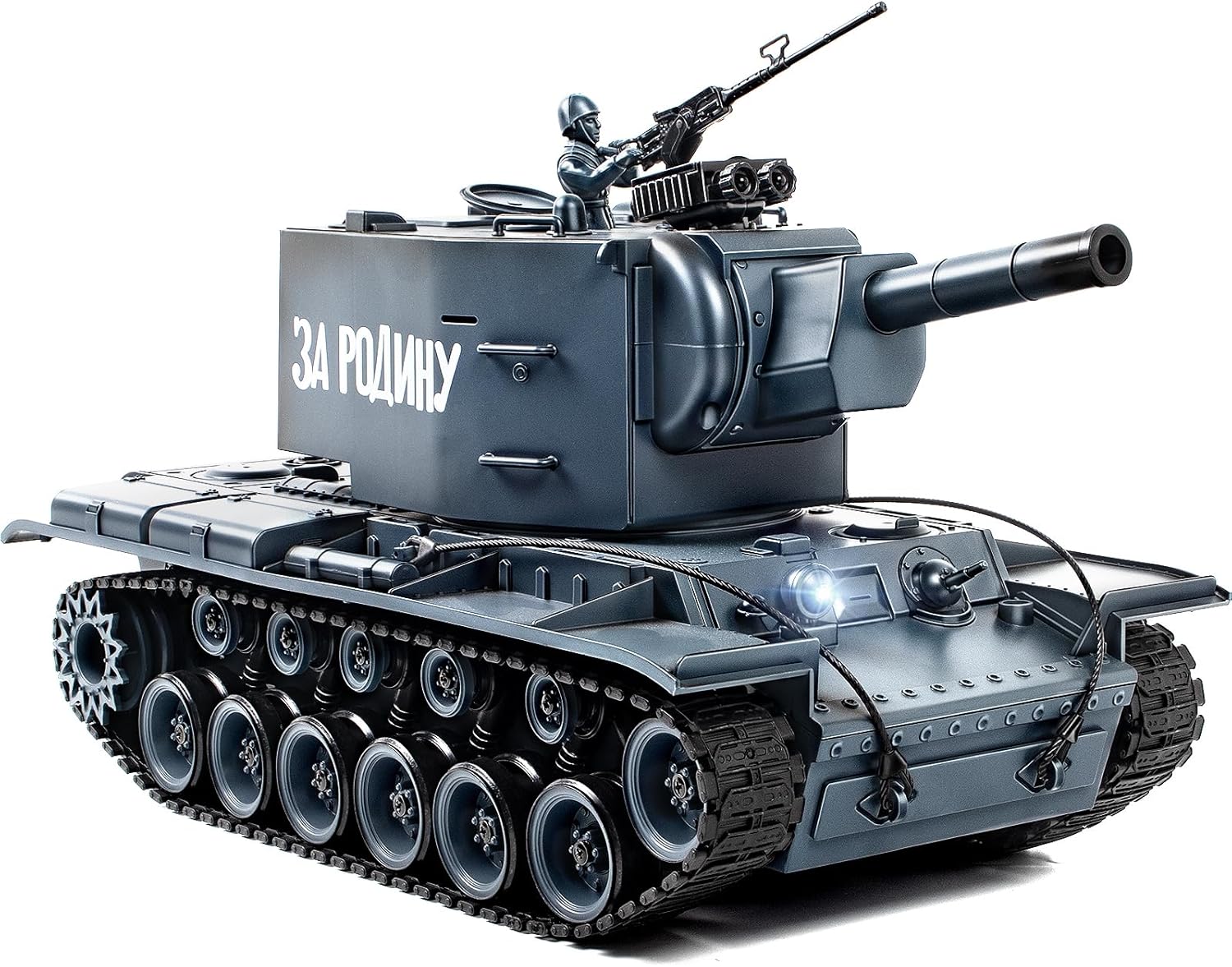 1:18 RC Tank for Adult and Kid, 2.4G Soviet Union KV2 Model Toys, RC Vehicle Tank That Shoots BBS with Smoke, Lights, Sound and Recoil,Military Army Toys with 2 Rechargeable Battery