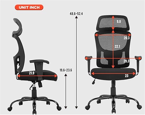 Miniatura 7 de Silla de oficina ejecutiva grande y alta, resistente, 400 libras, silla de escritorio para computadora, ergonómica, respaldo alto, silla de malla
